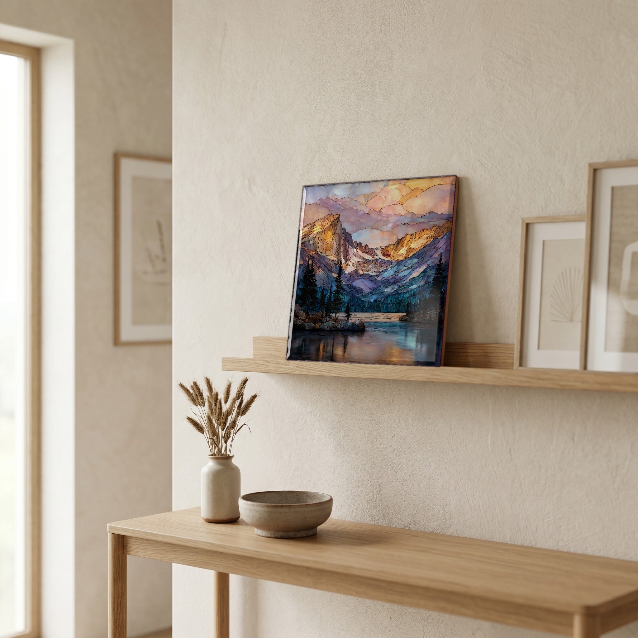 In the entryway, first thing you see.