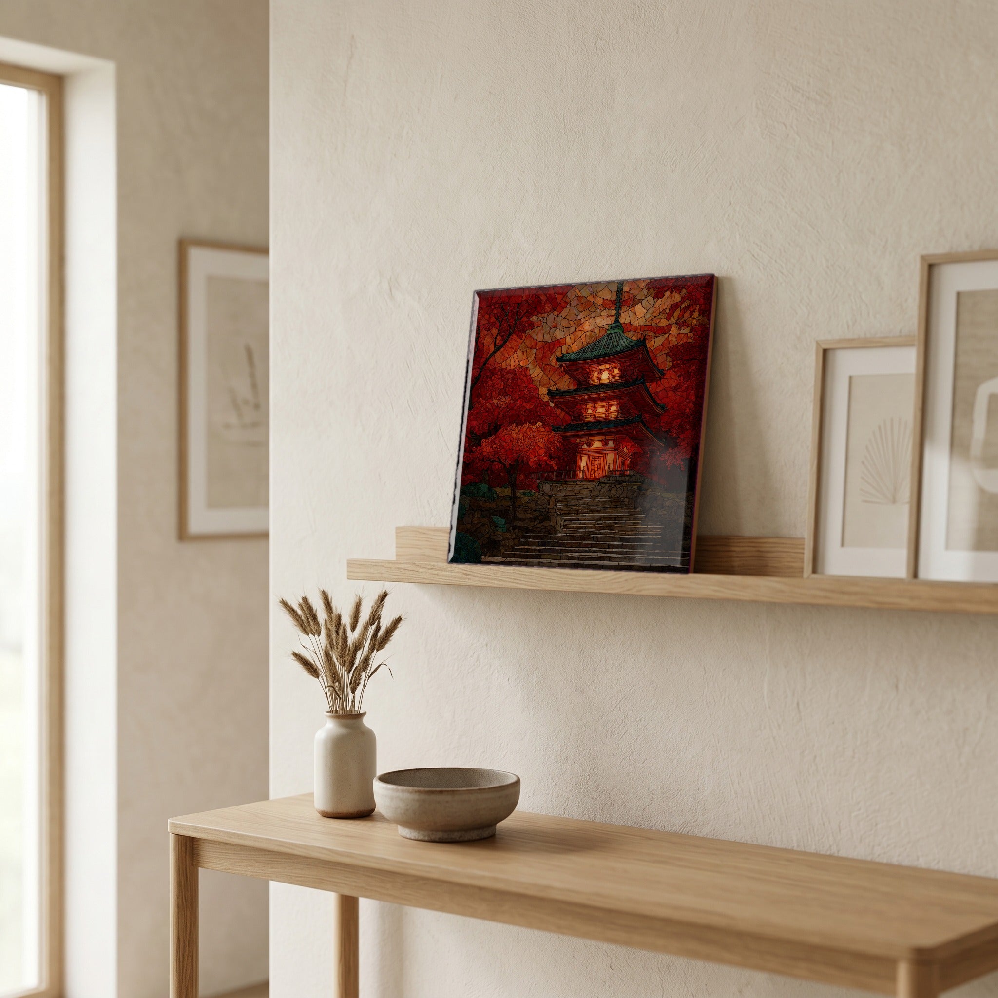 In the entryway, first thing you see.