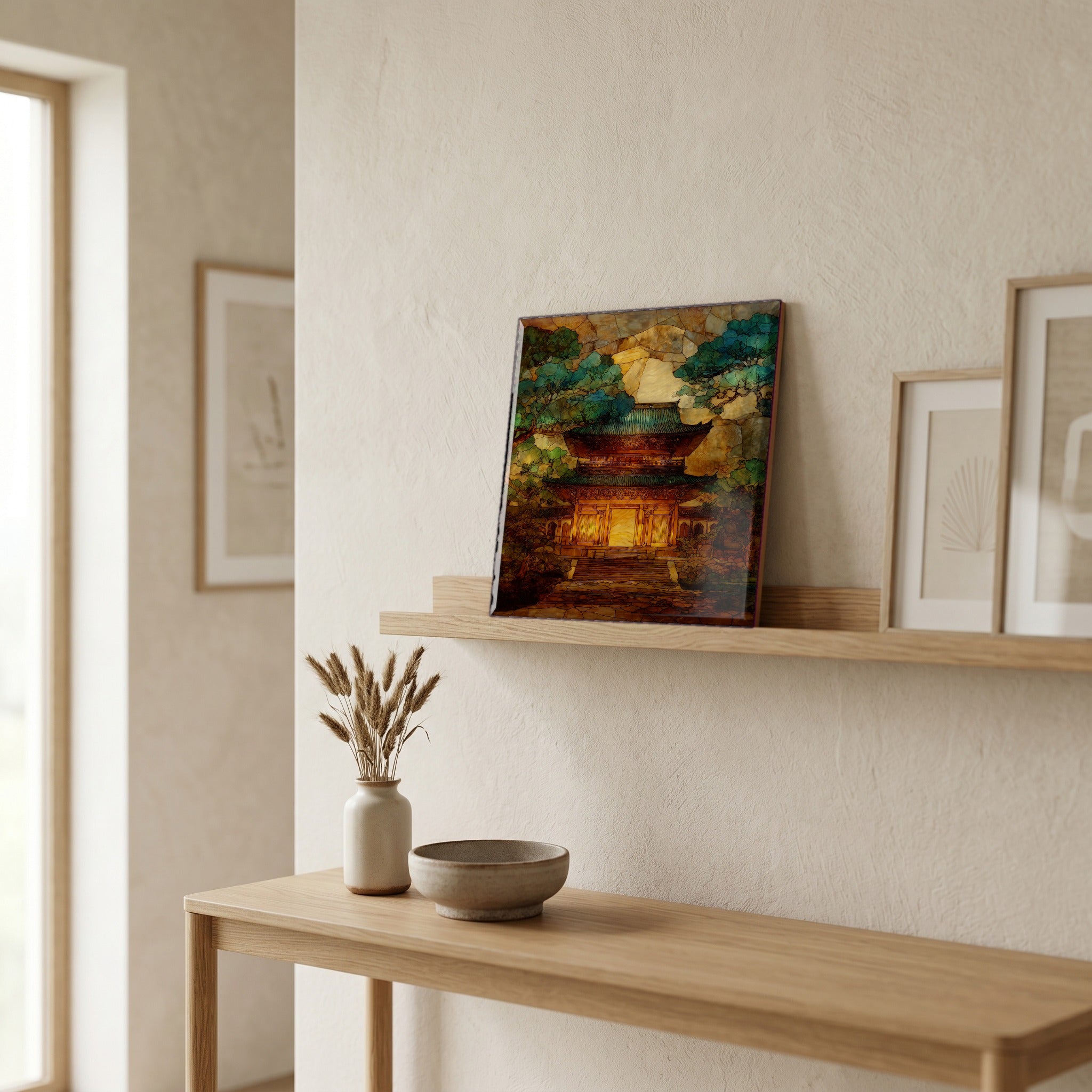 In the entryway, first thing you see.
