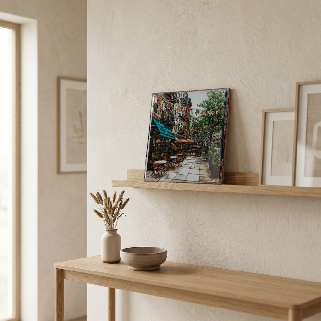 In the entryway, first thing you see.
