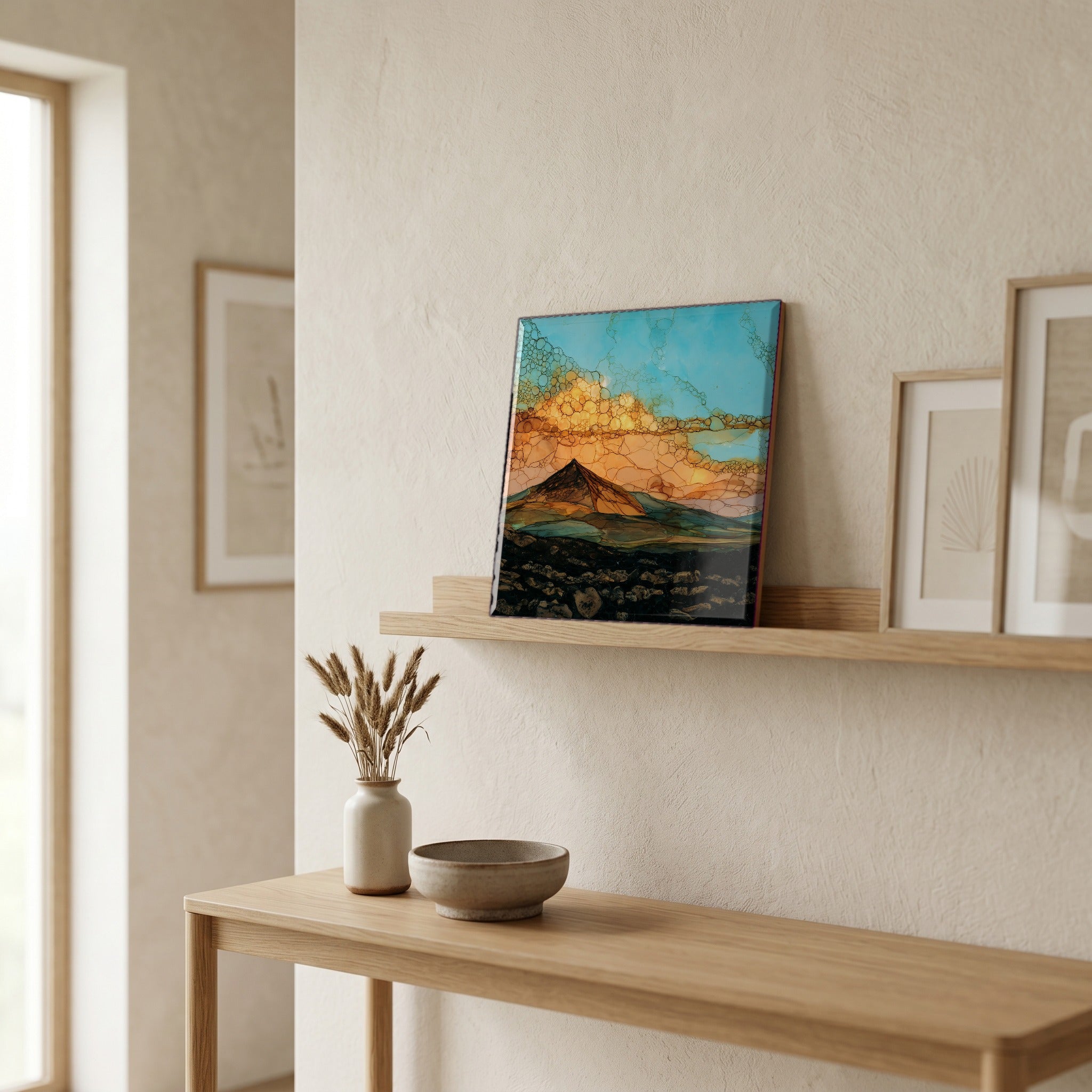 In the entryway, first thing you see.