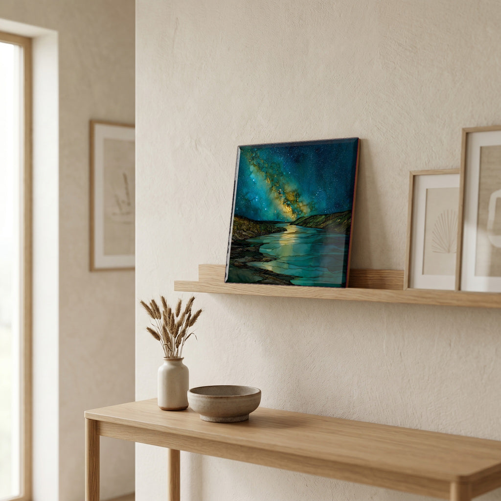 In the entryway, first thing you see.