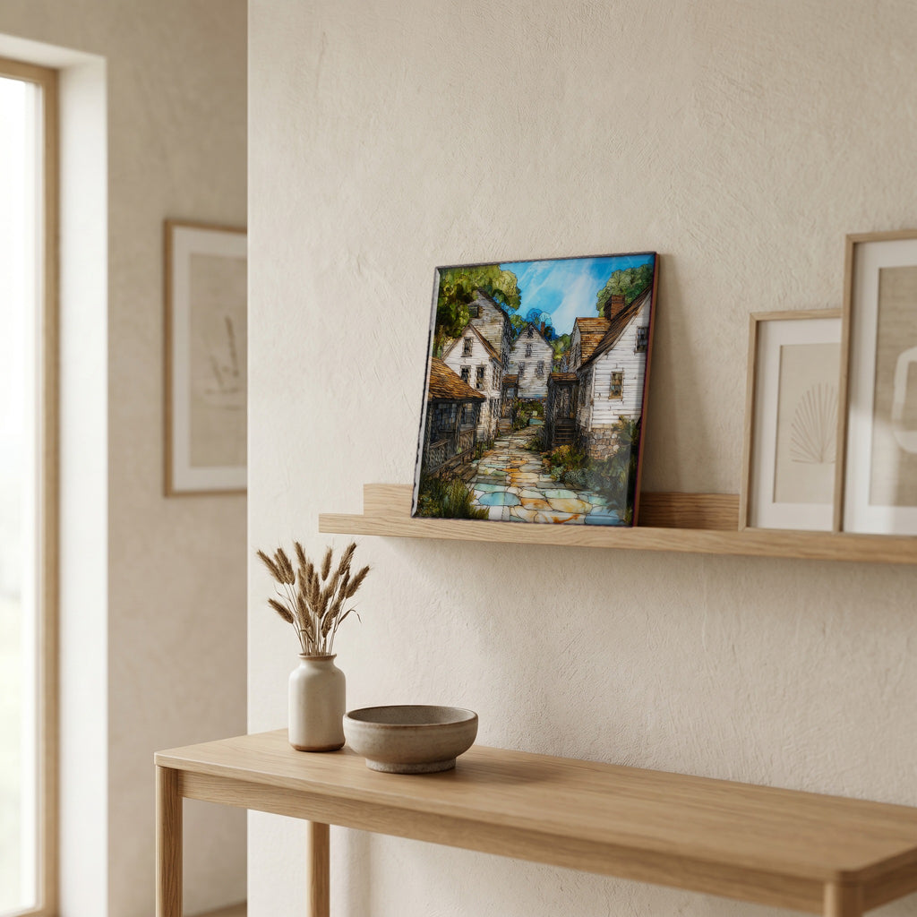 In the entryway, first thing you see.