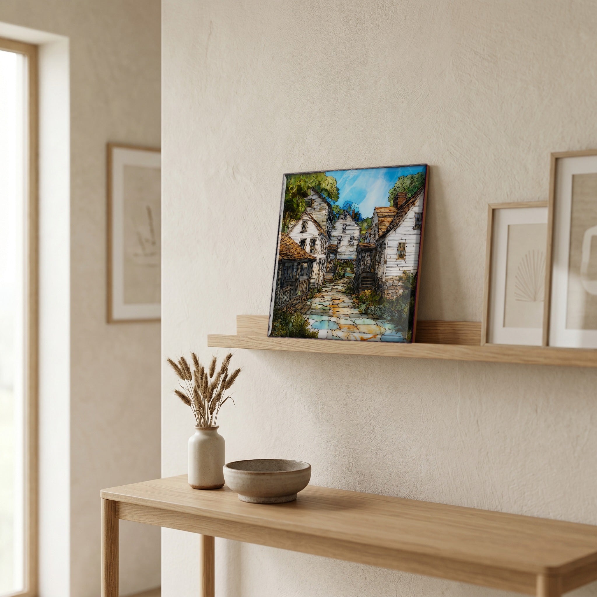 In the entryway, first thing you see.