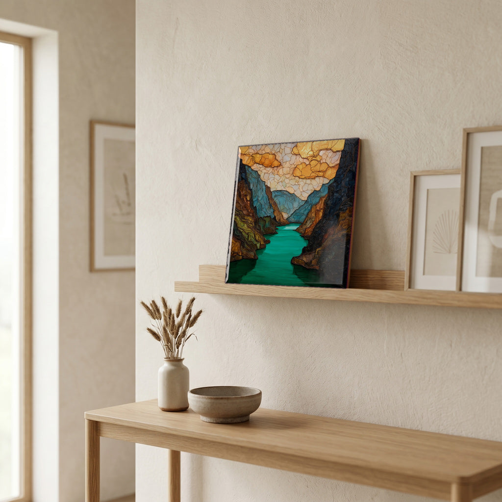 In the entryway, first thing you see.