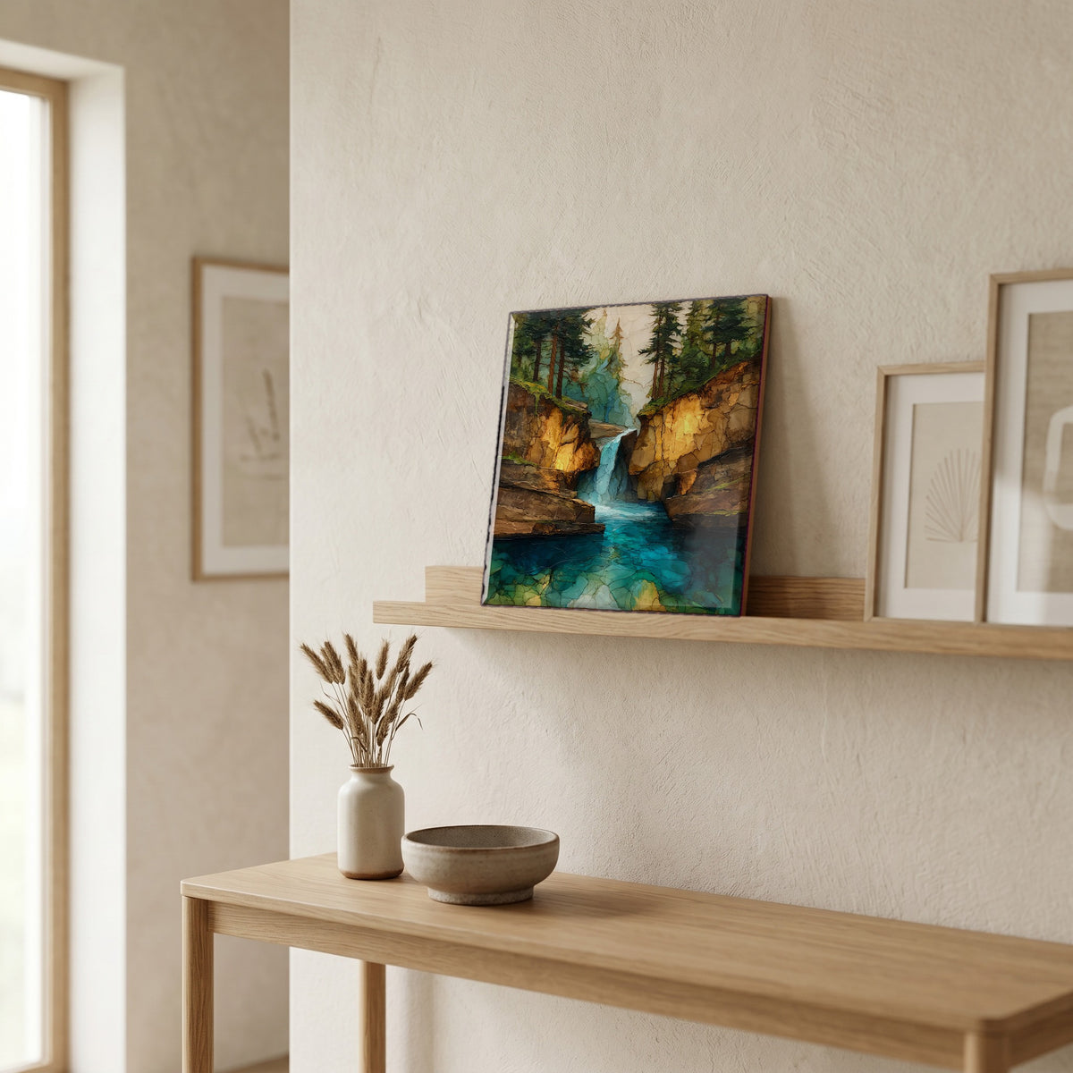 In the entryway, first thing you see.