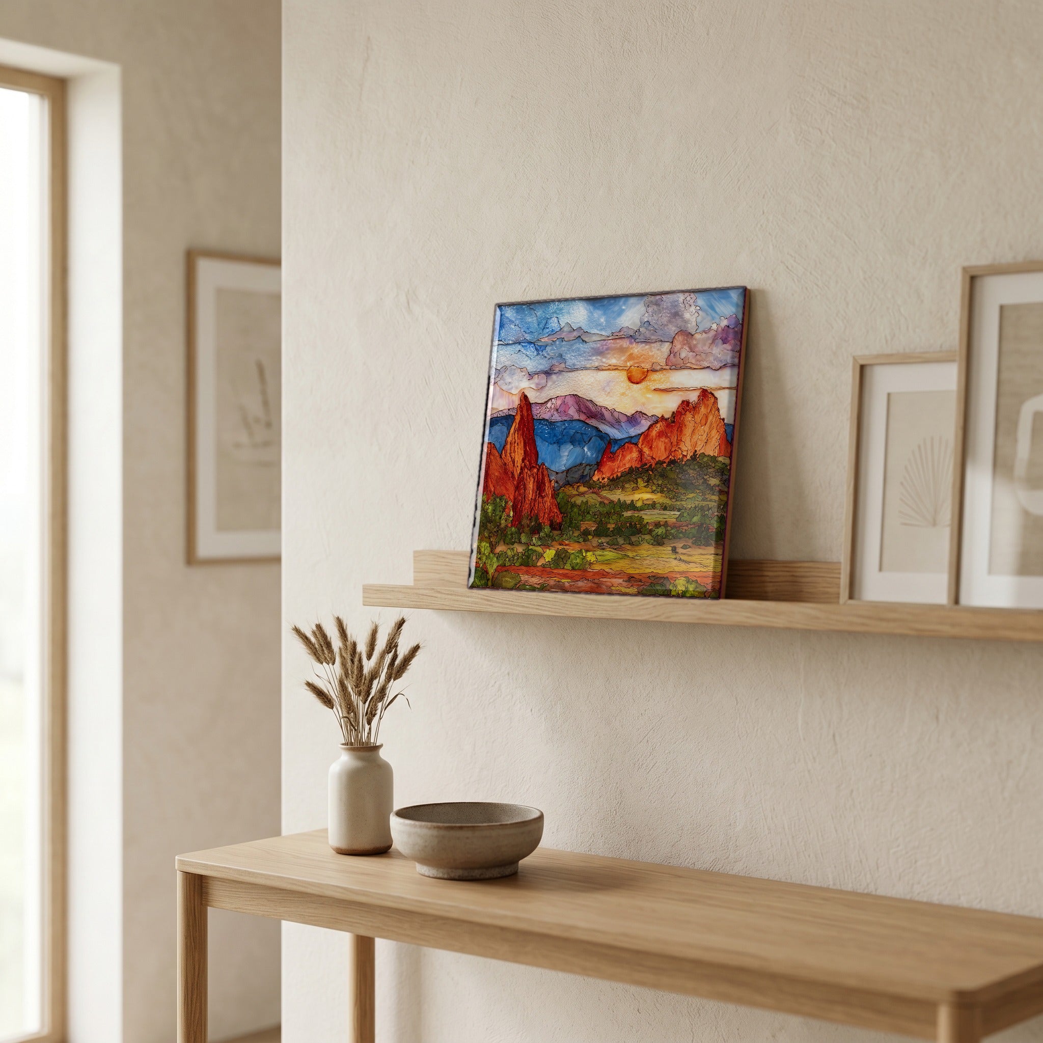 In the entryway, first thing you see.