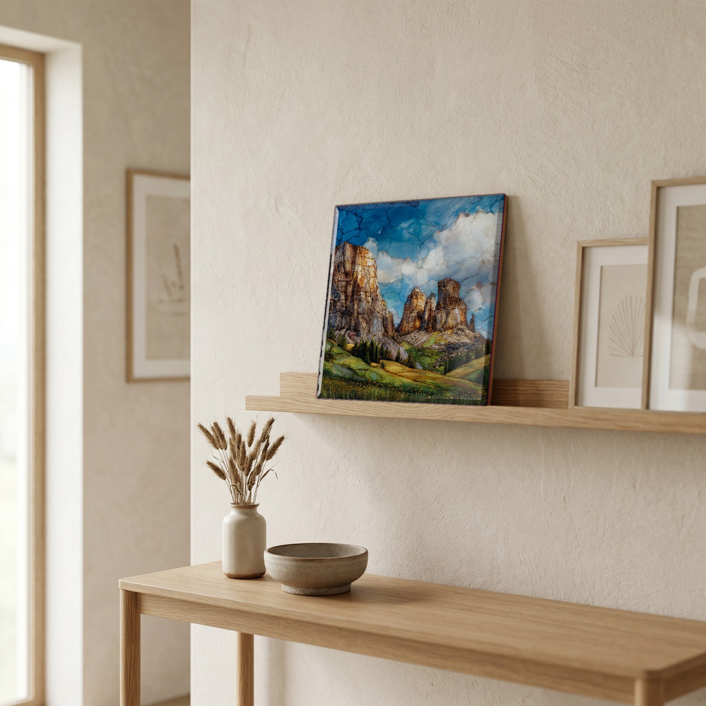 On a picture ledge, where the light comes in.