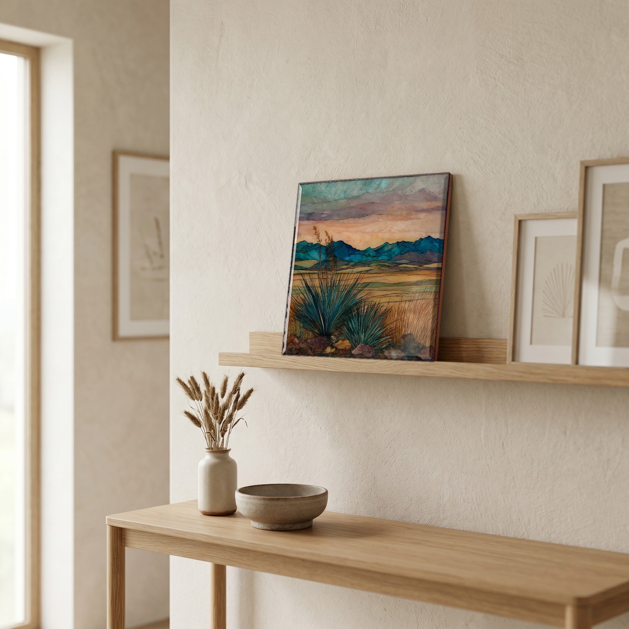 In the entryway, first thing you see.