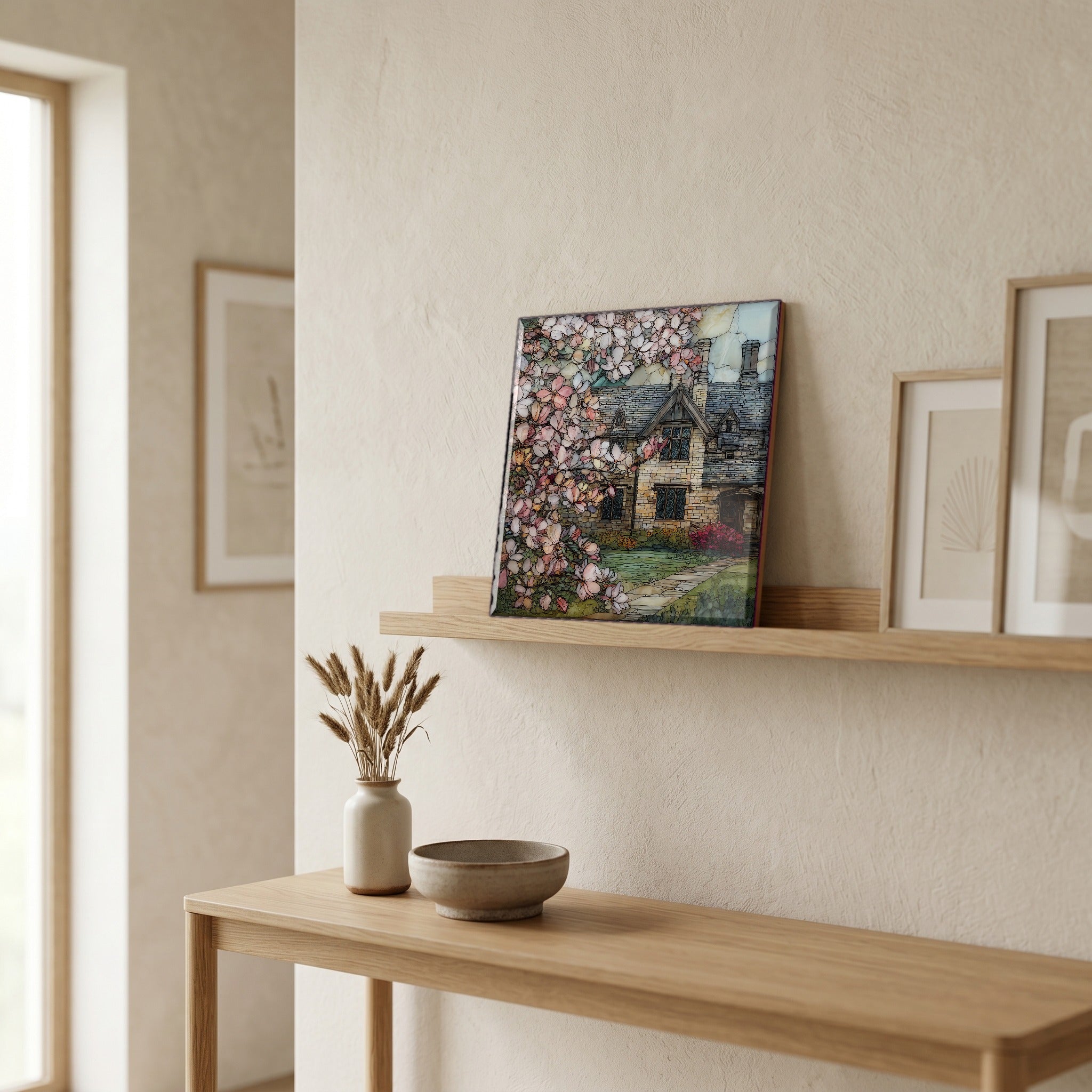 In the entryway, first thing you see.