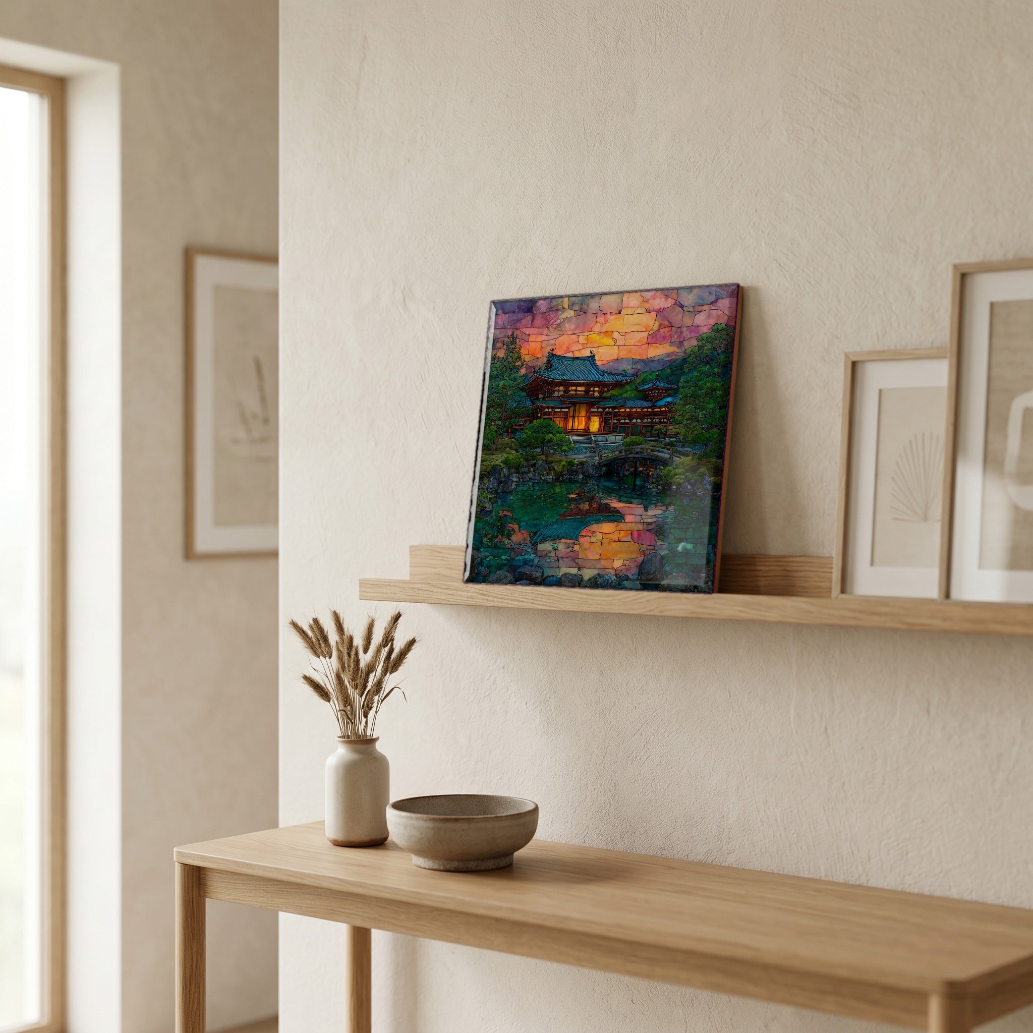 In the entryway, first thing you see.