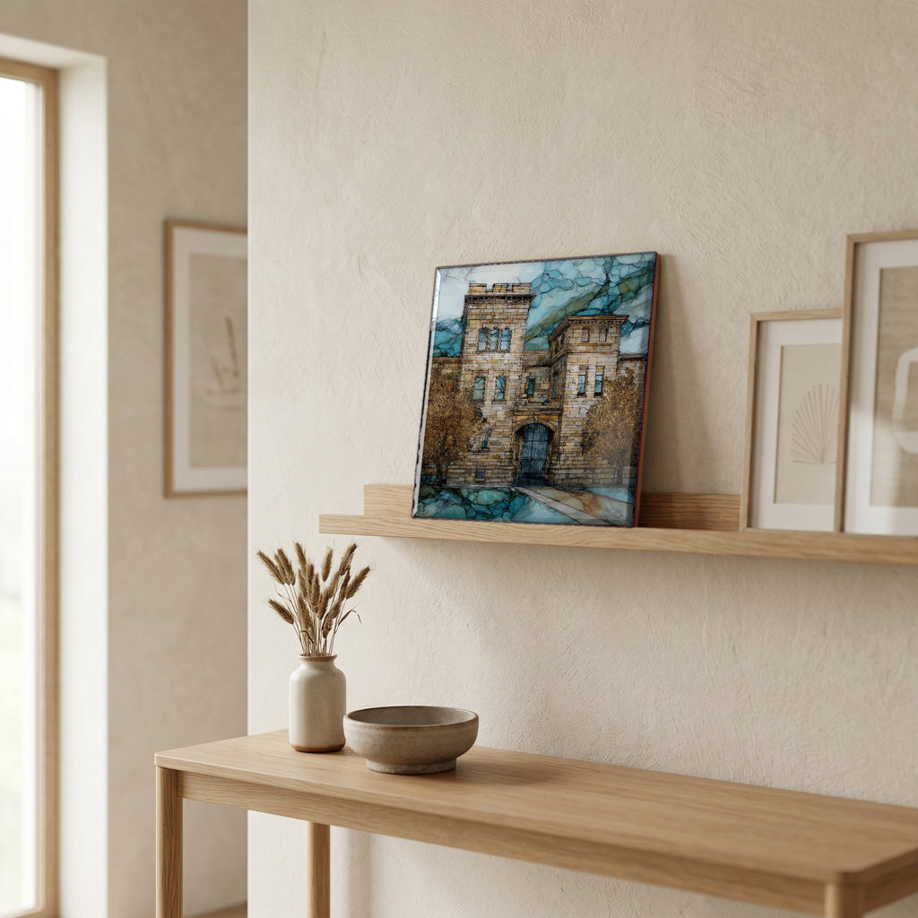 In the entryway, first thing you see.