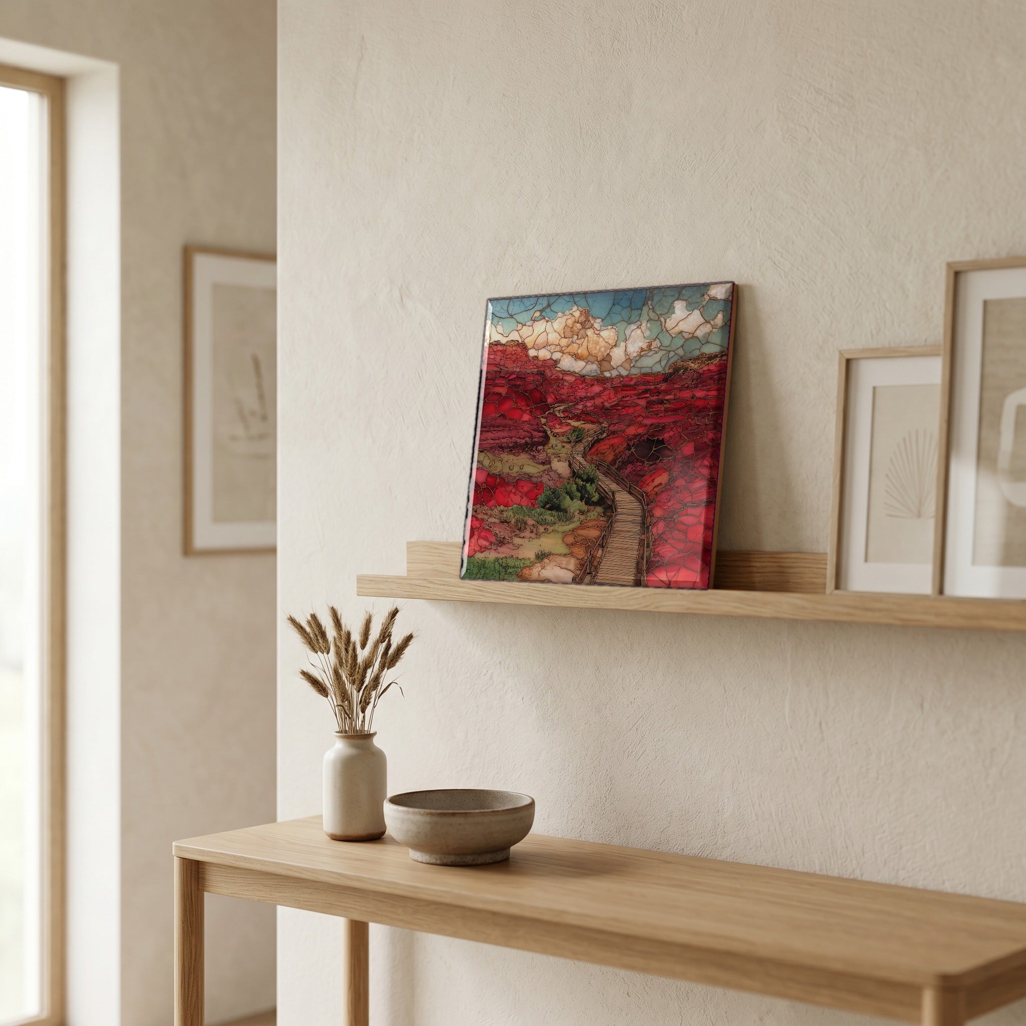 In the entryway, first thing you see.