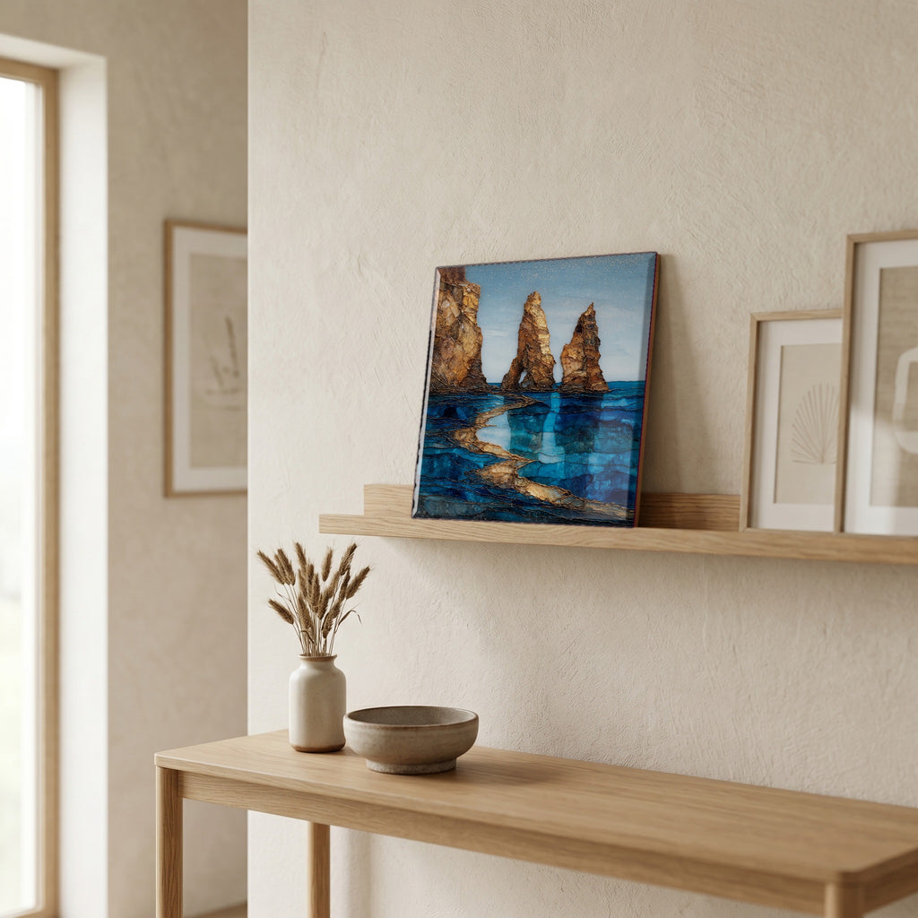 In the entryway, first thing you see.