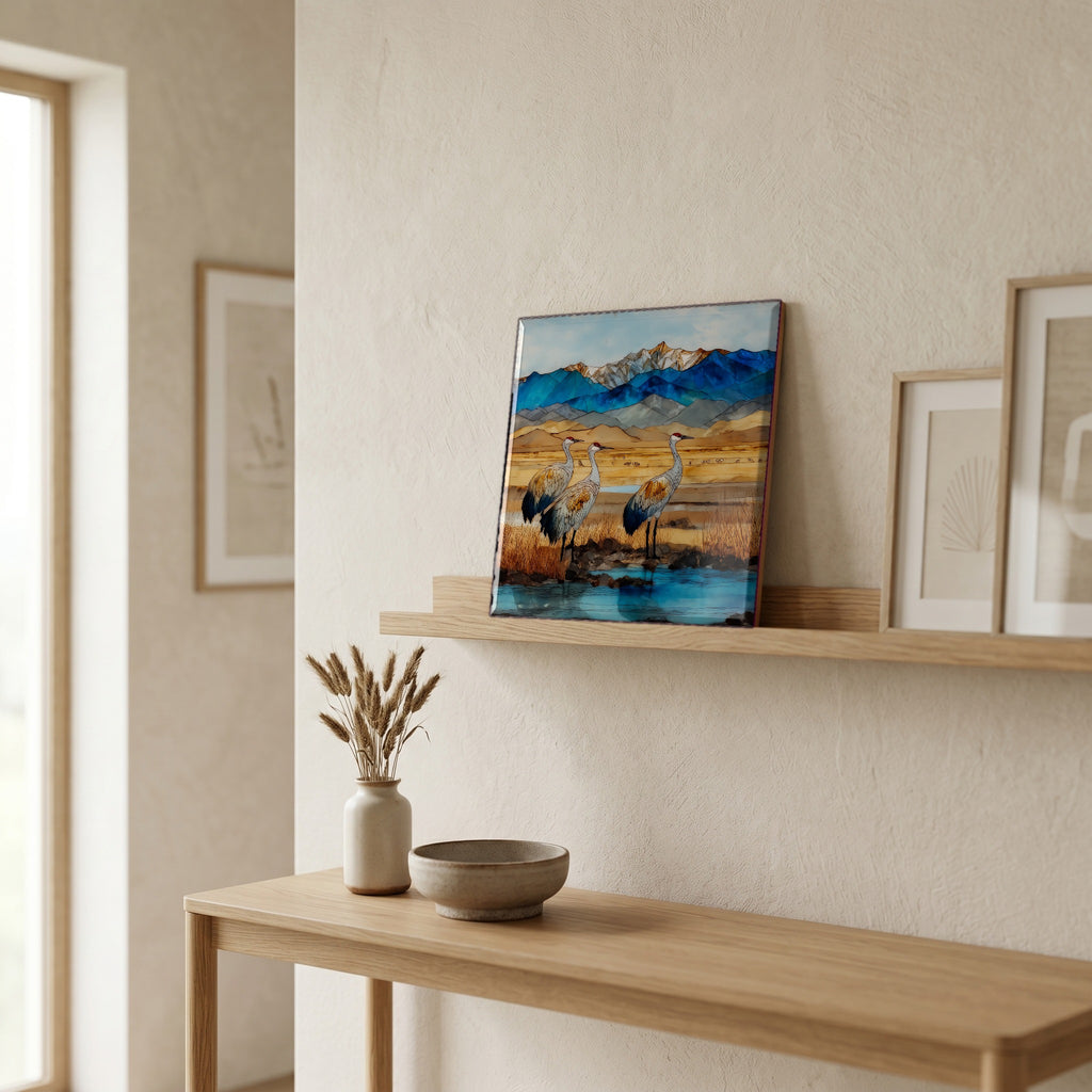 In the entryway, first thing you see.