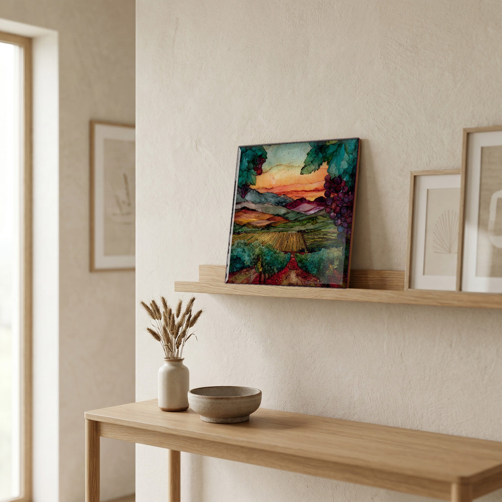 On a picture ledge, where the light comes in.