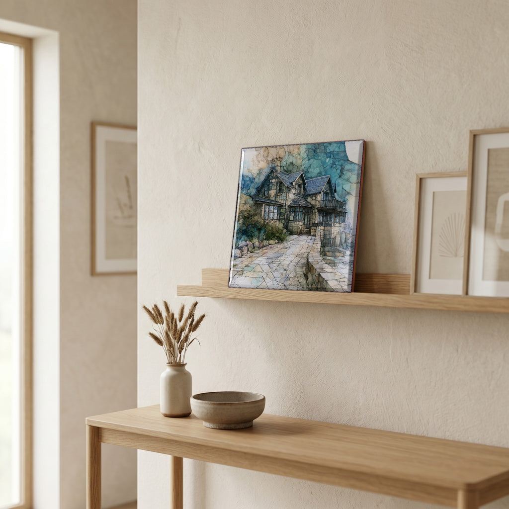 In the entryway, first thing you see.