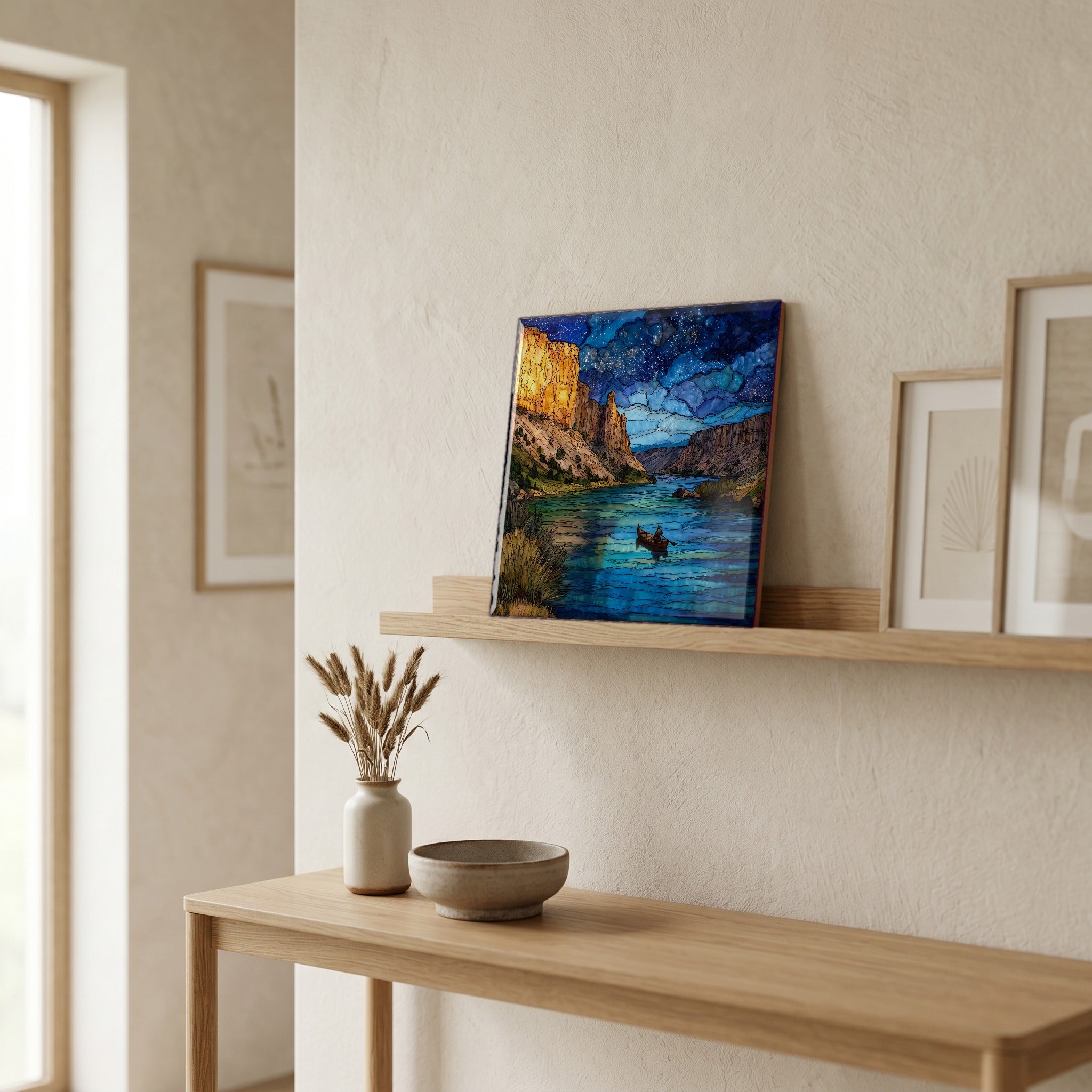 In the entryway, first thing you see.