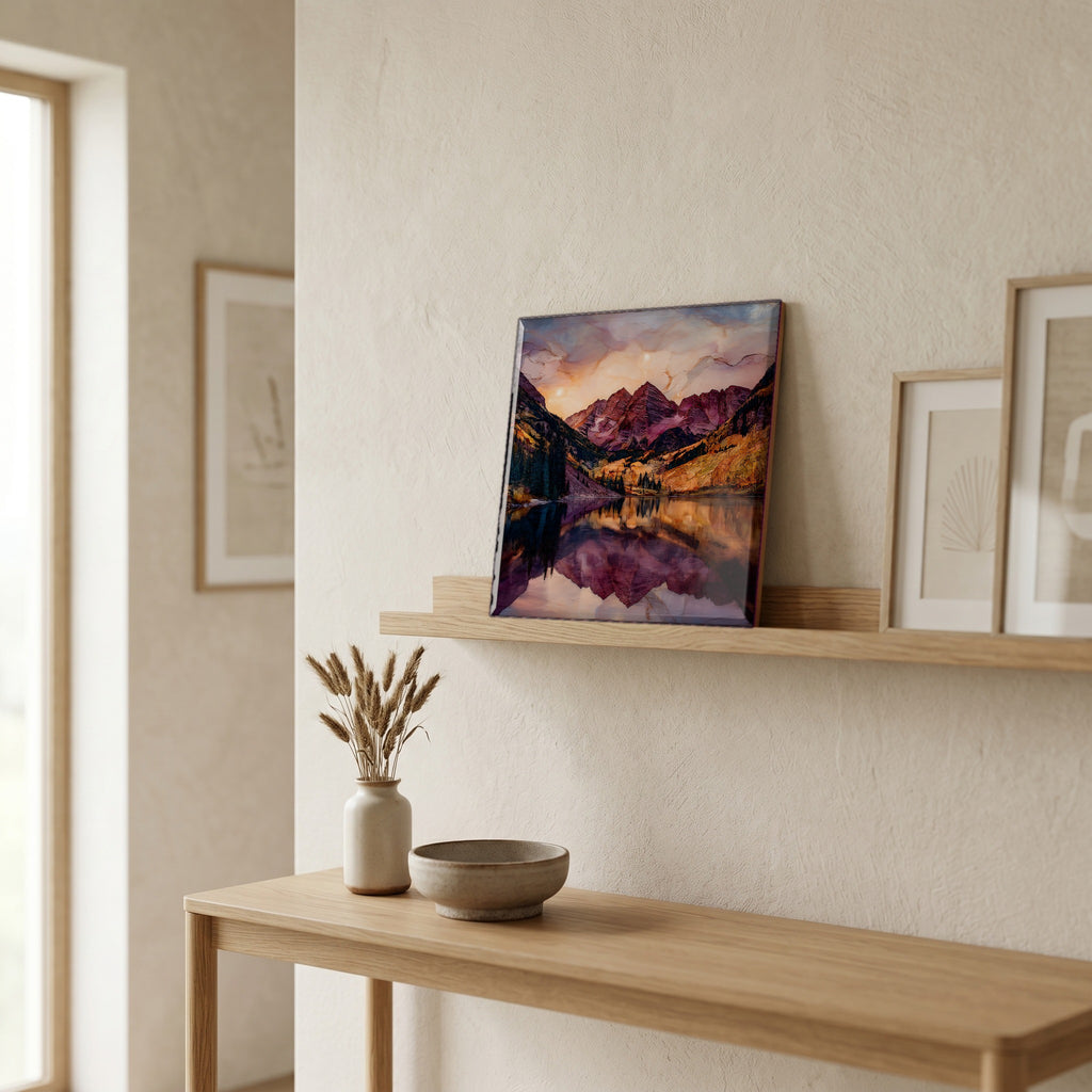 On a picture ledge, where the light comes in.