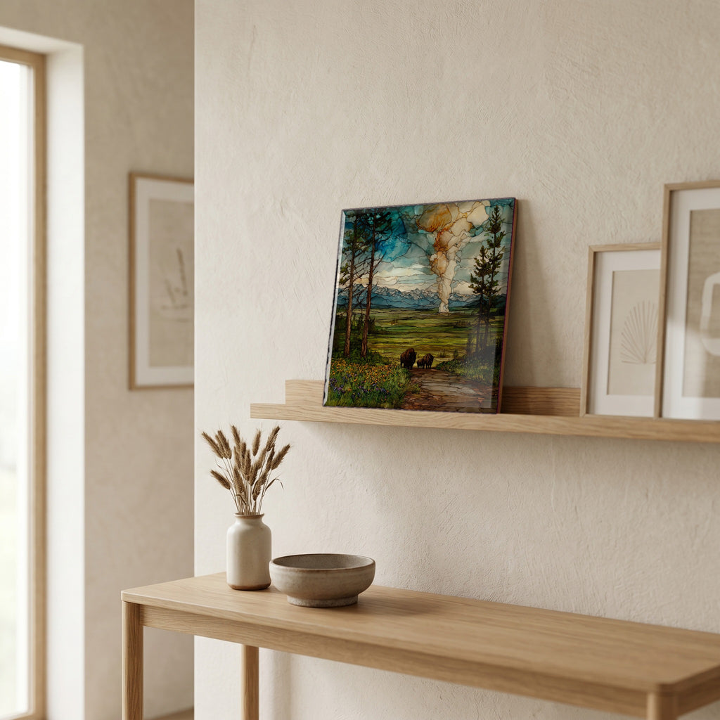 In the entryway, first thing you see.