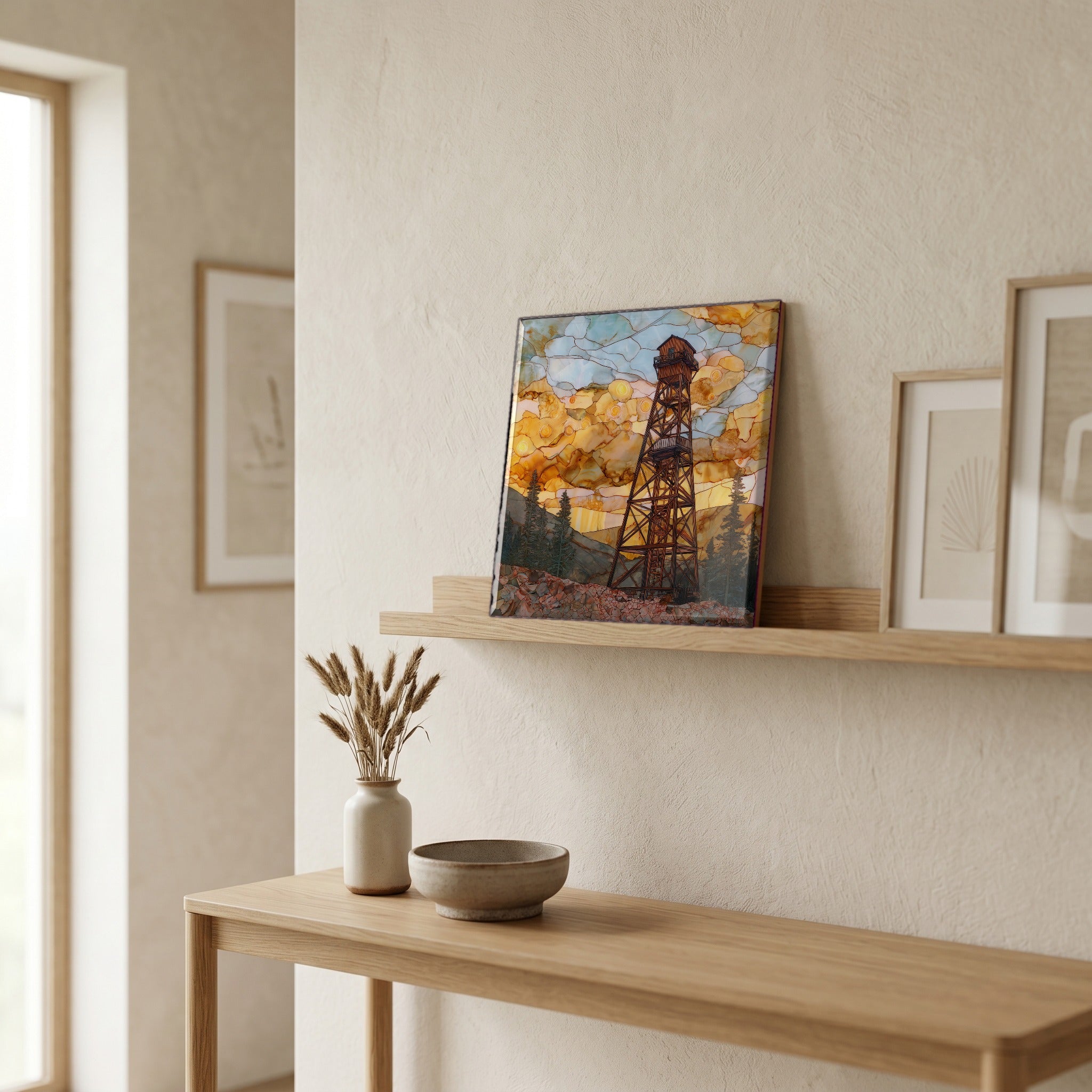 In the entryway, first thing you see.