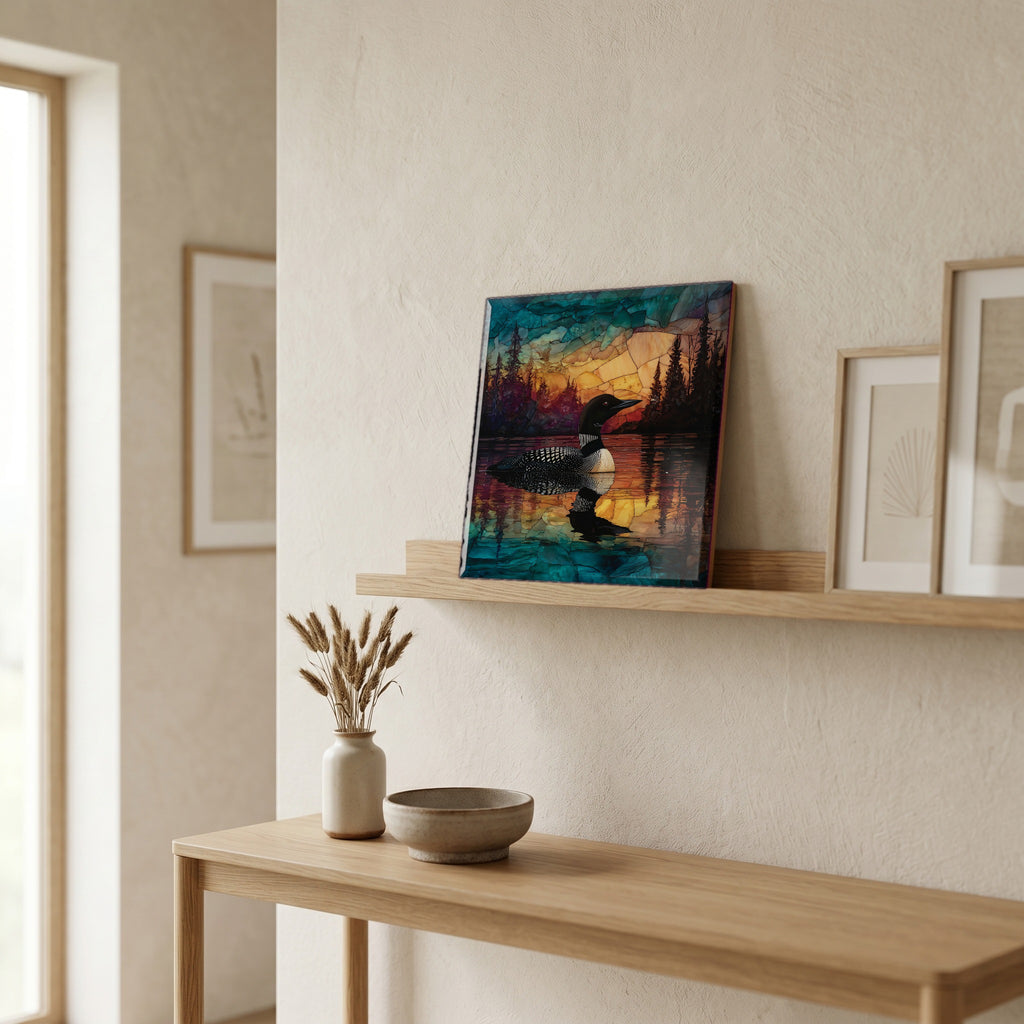 In the entryway, first thing you see.