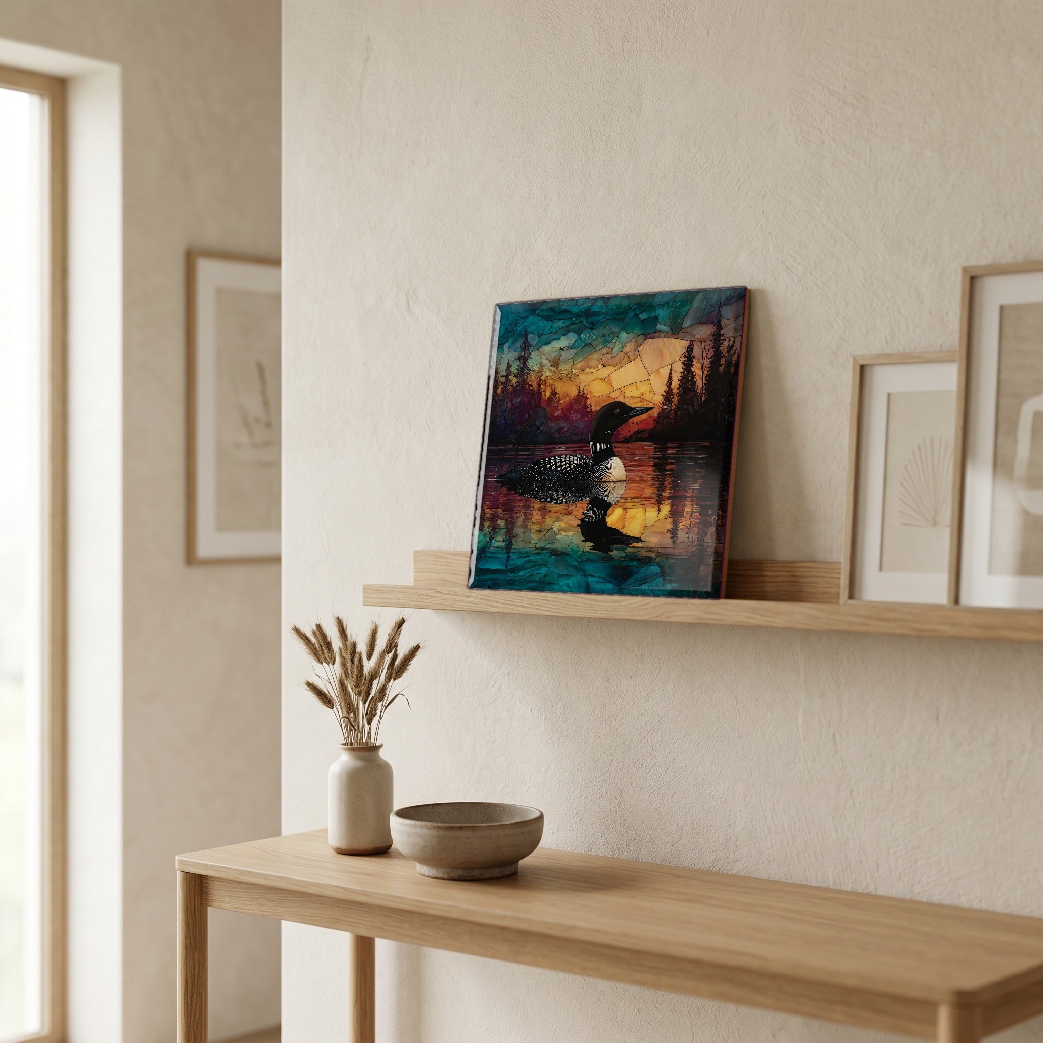 In the entryway, first thing you see.