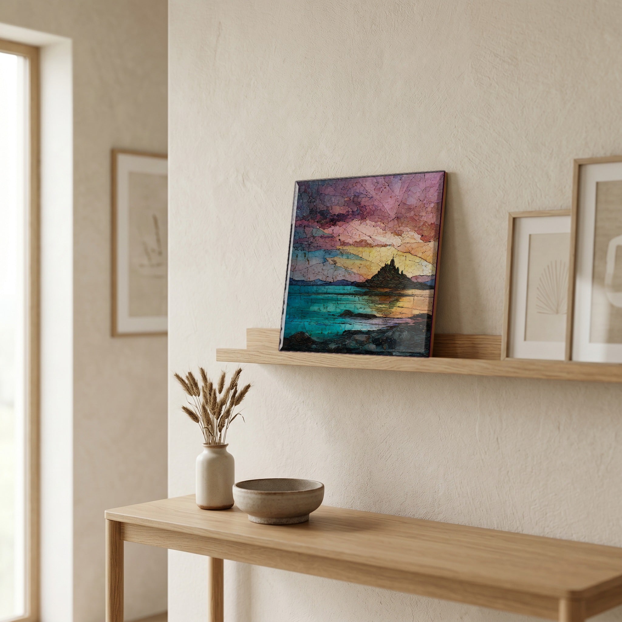 In the entryway, first thing you see.