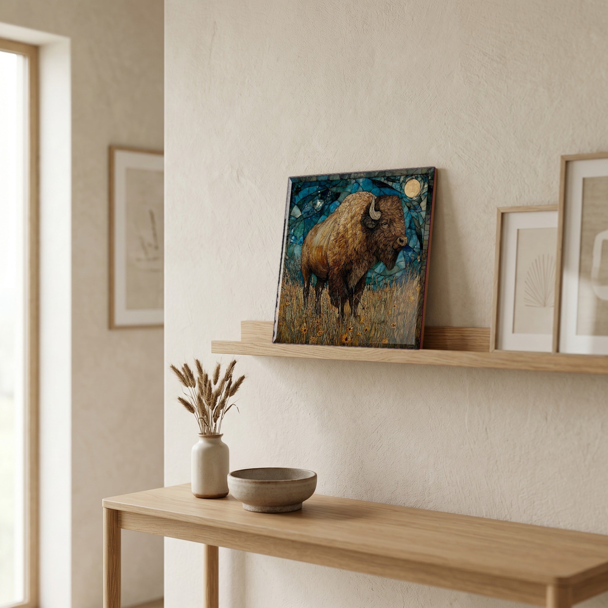 In the entryway, first thing you see.