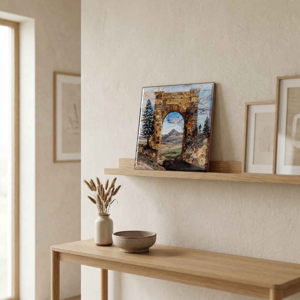 In the entryway, first thing you see.