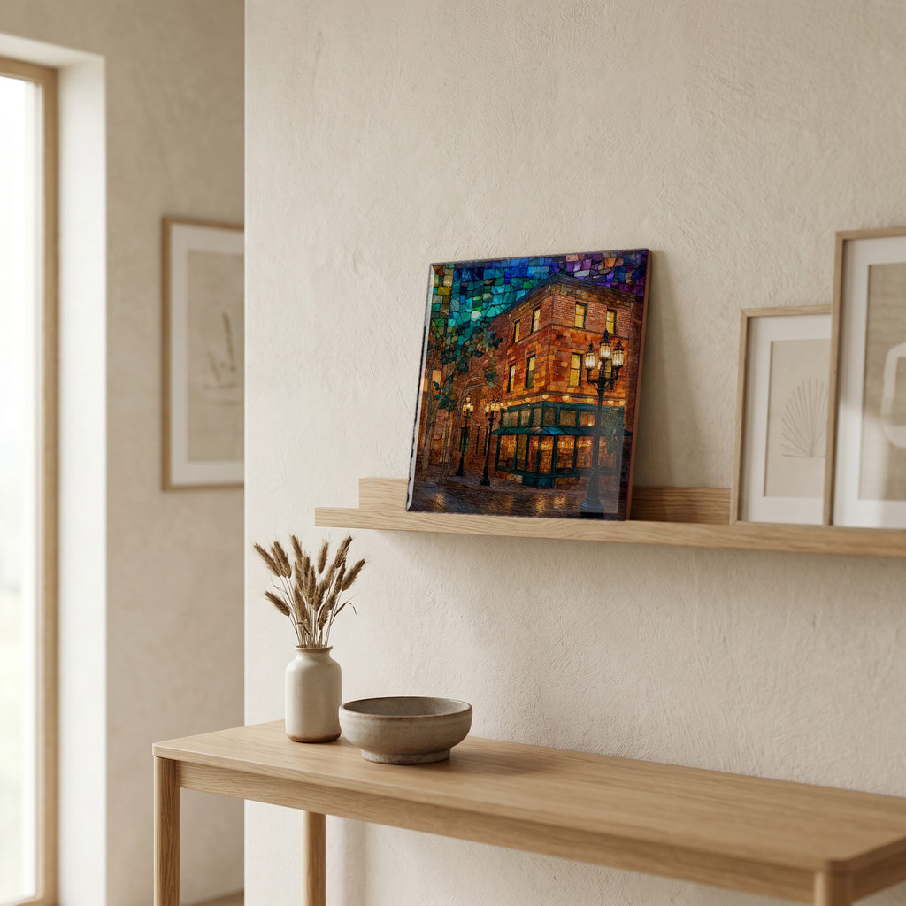 In the entryway, first thing you see.