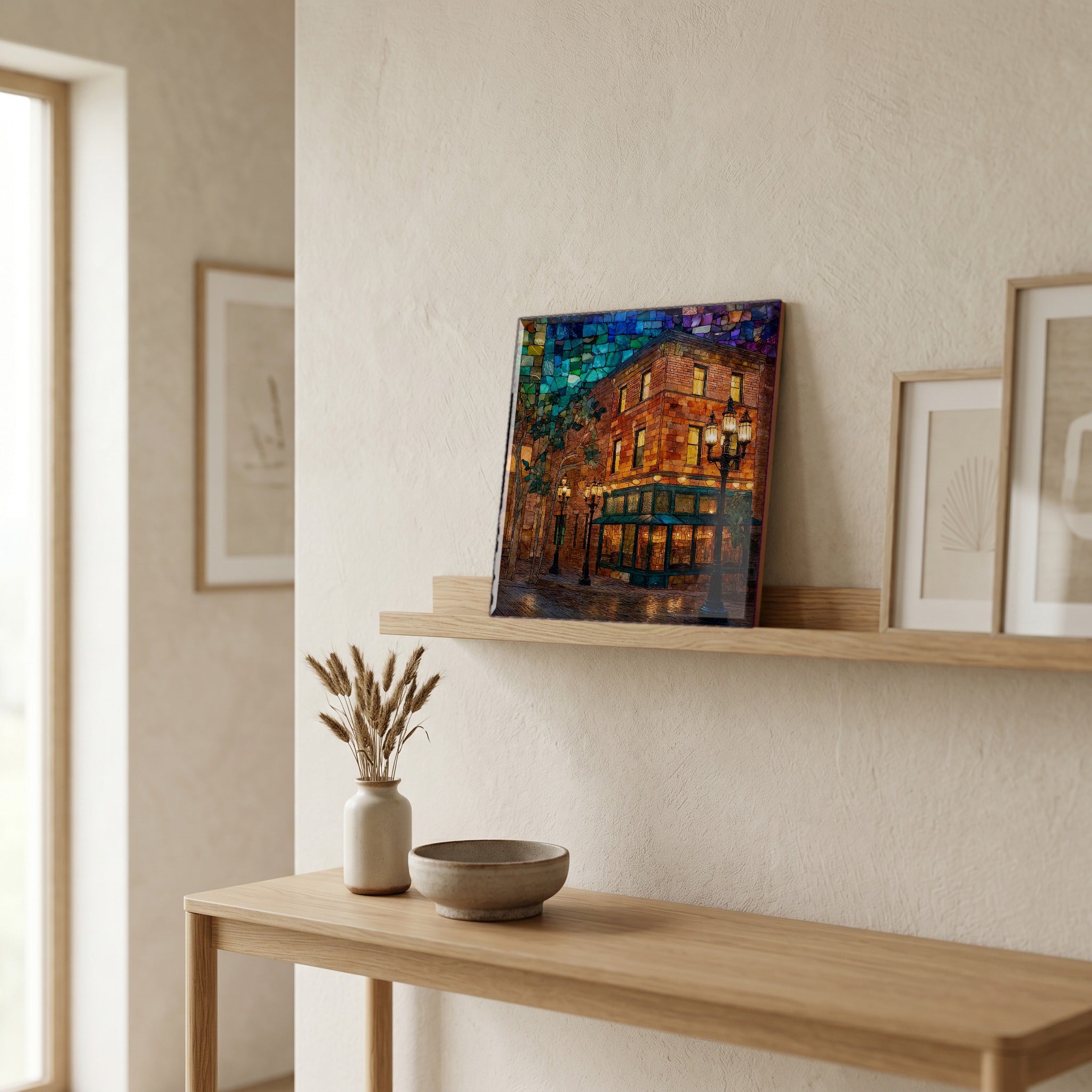 In the entryway, first thing you see.