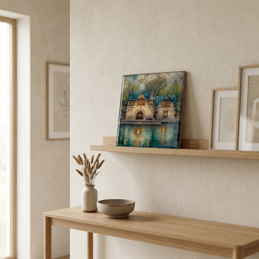In the entryway, first thing you see.