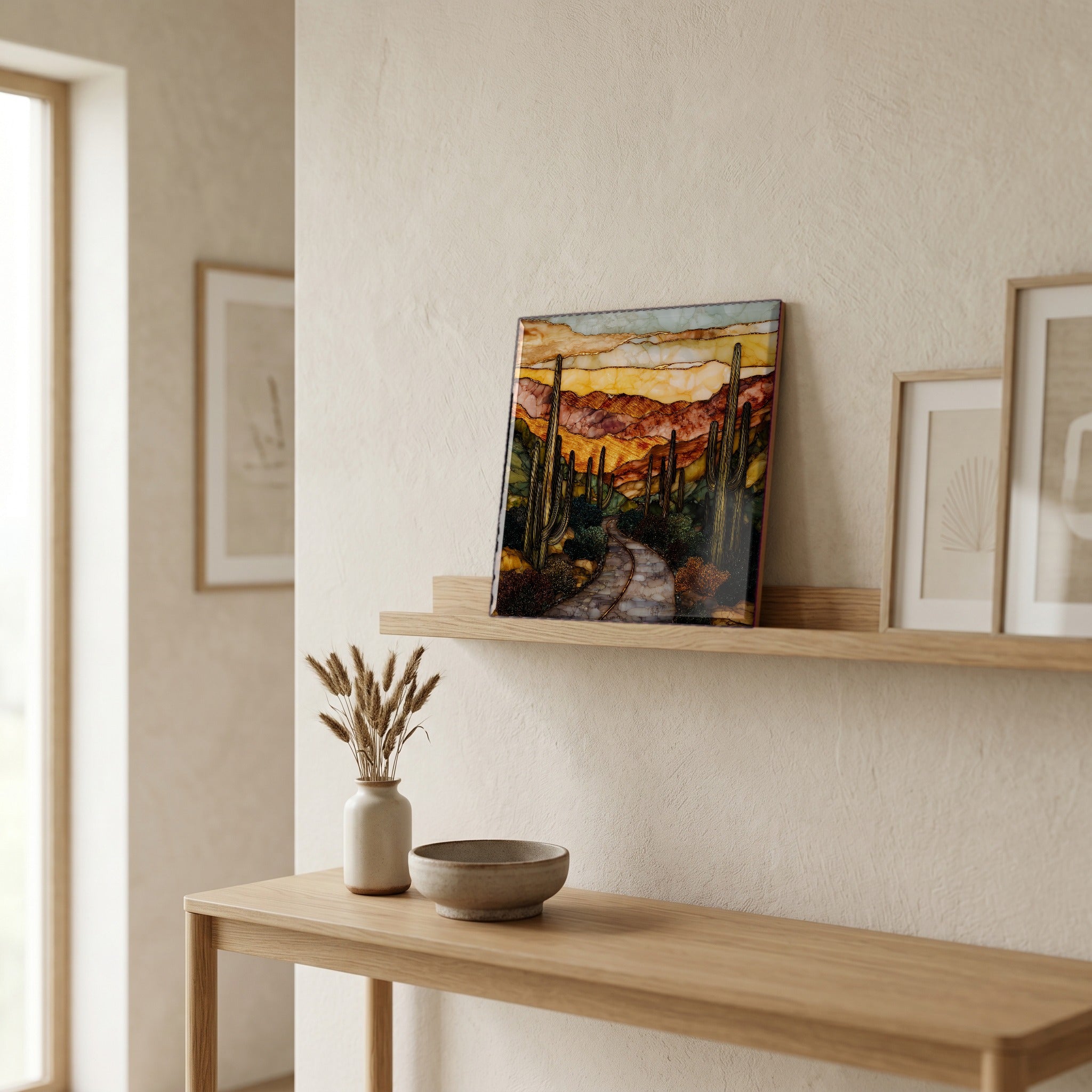 In the entryway, first thing you see.