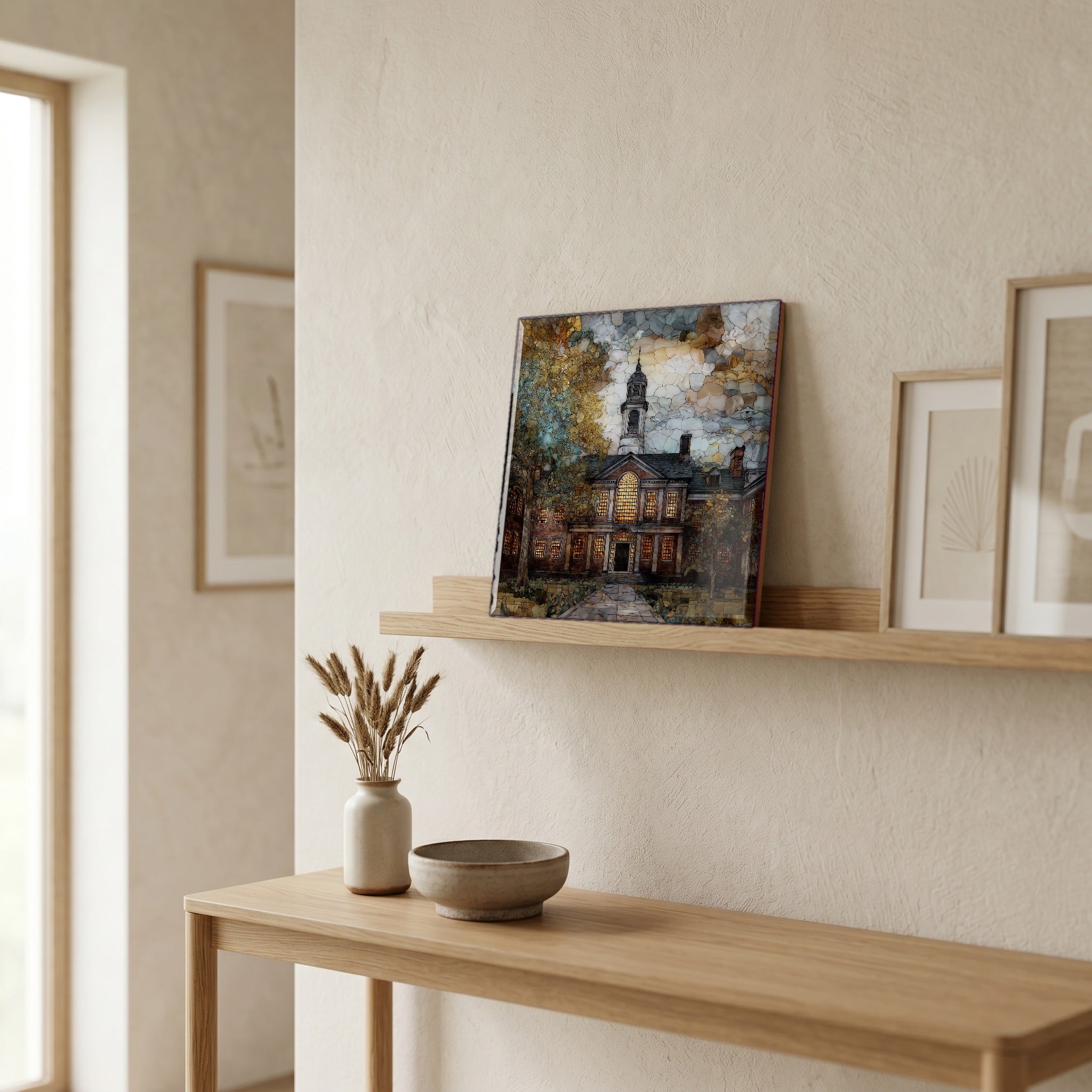 In the entryway, first thing you see.