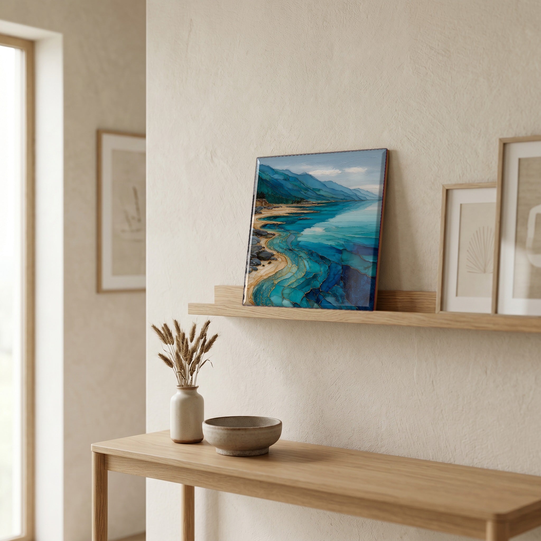 In the entryway, first thing you see.