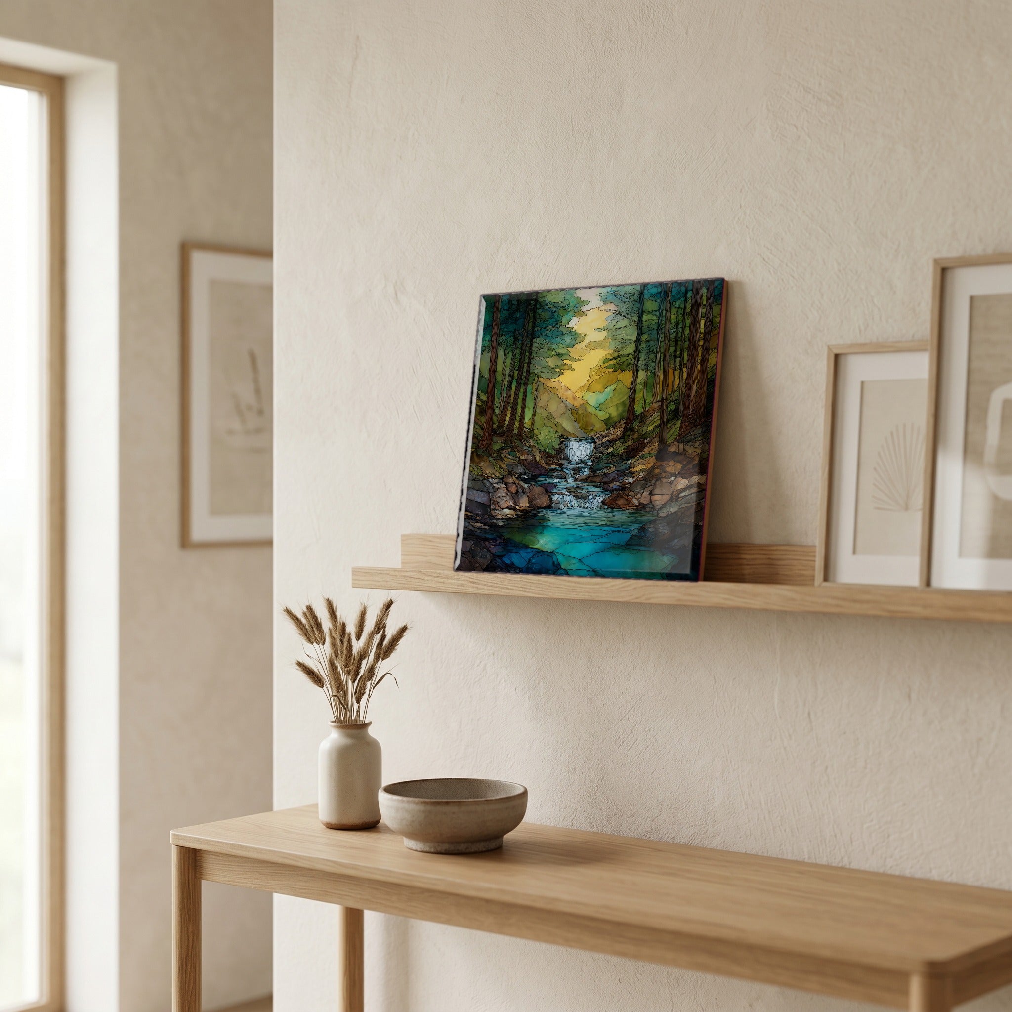 In the entryway, first thing you see.