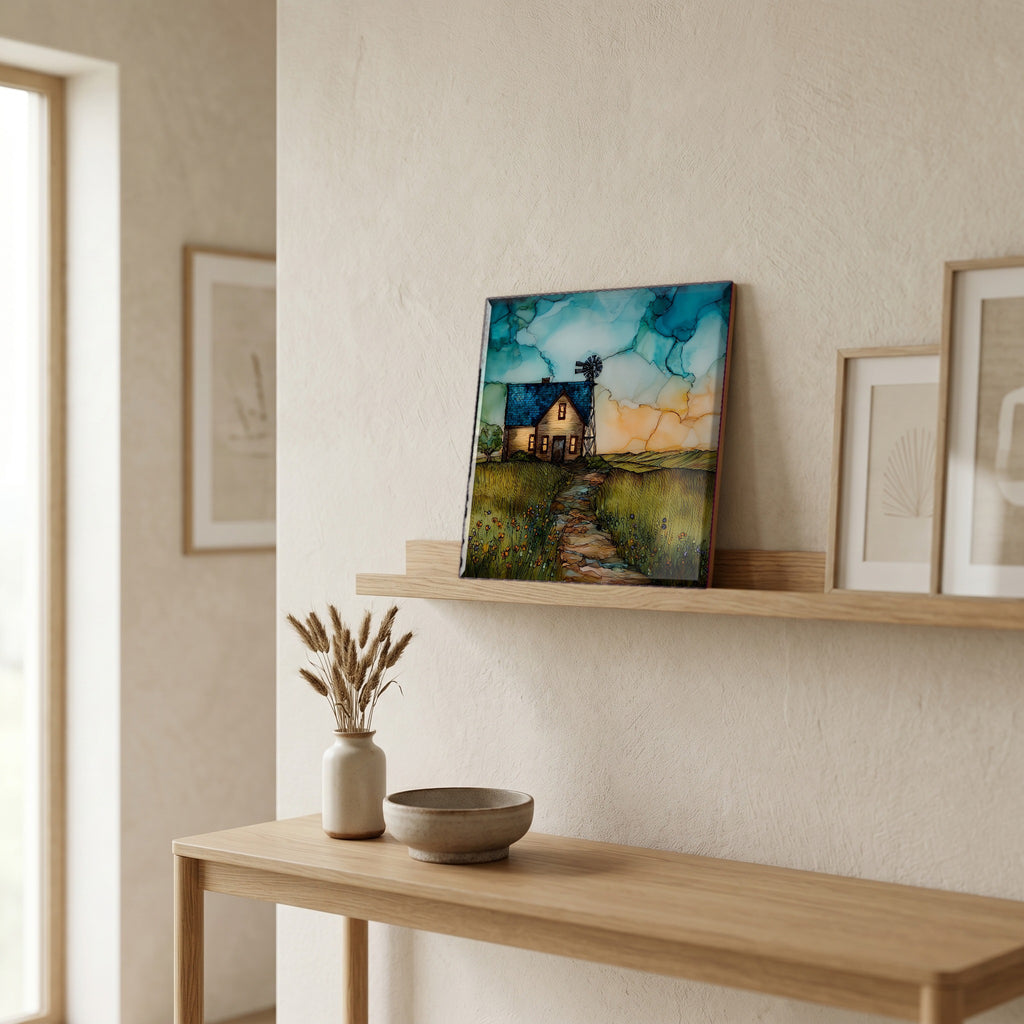 In the entryway, first thing you see.