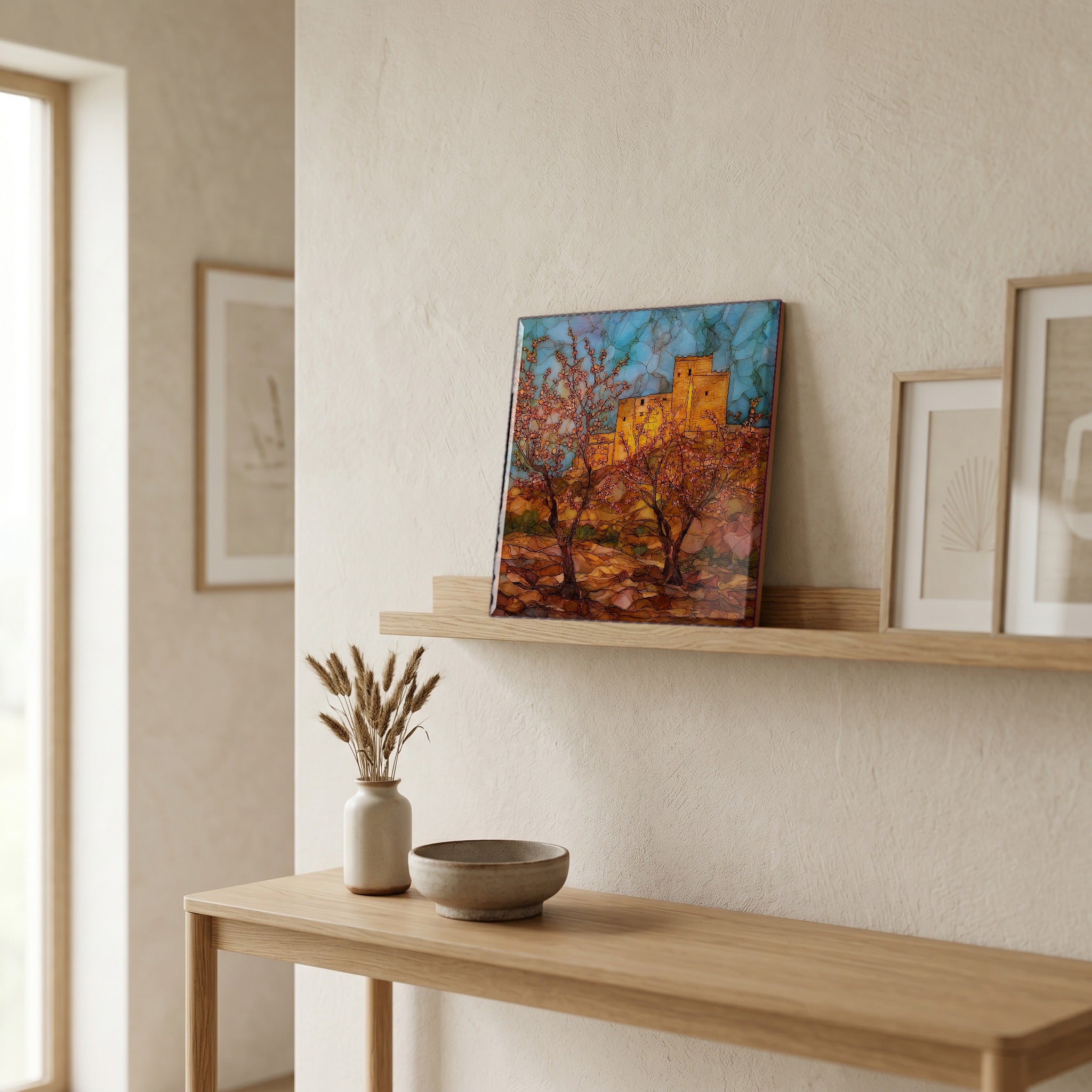 In the entryway, first thing you see.