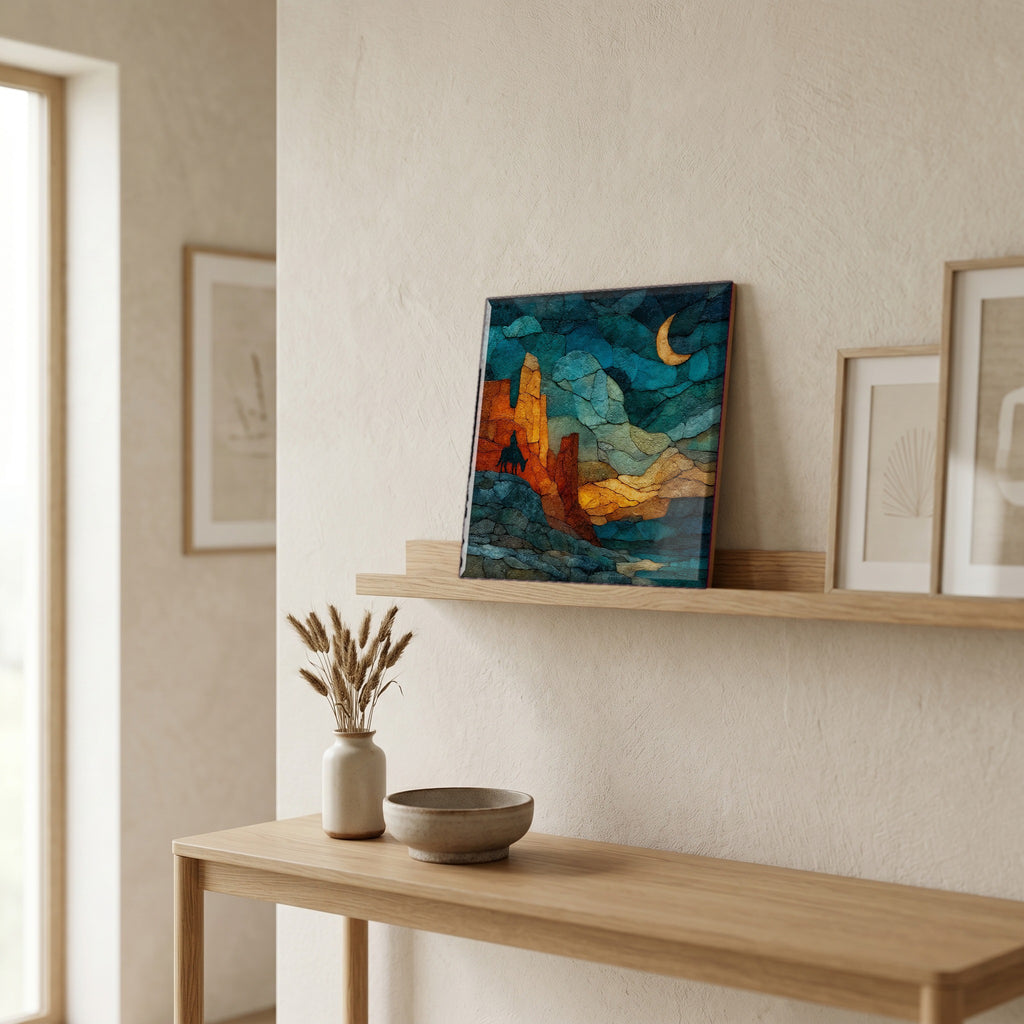 In the entryway, first thing you see.