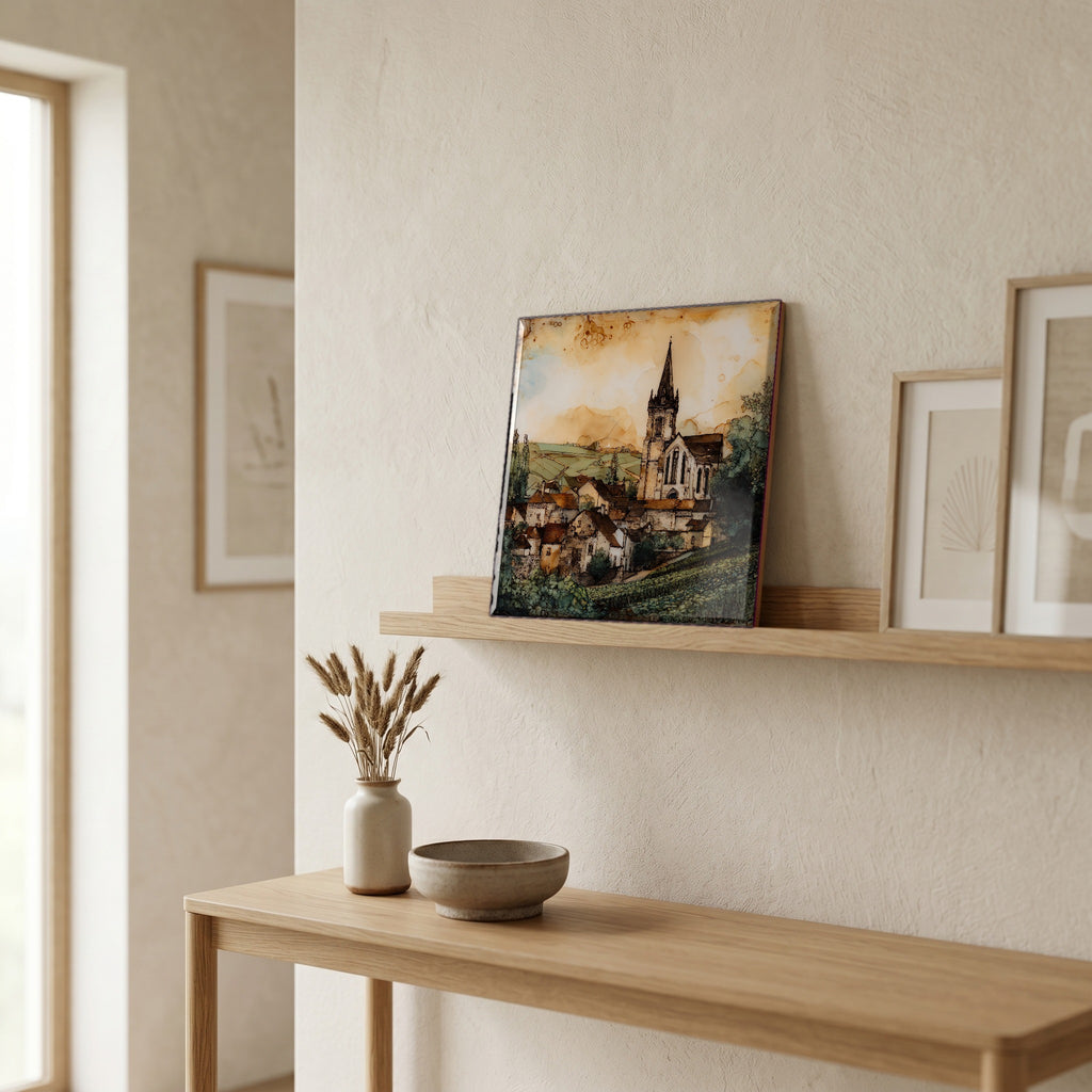 On a picture ledge, where the light comes in.