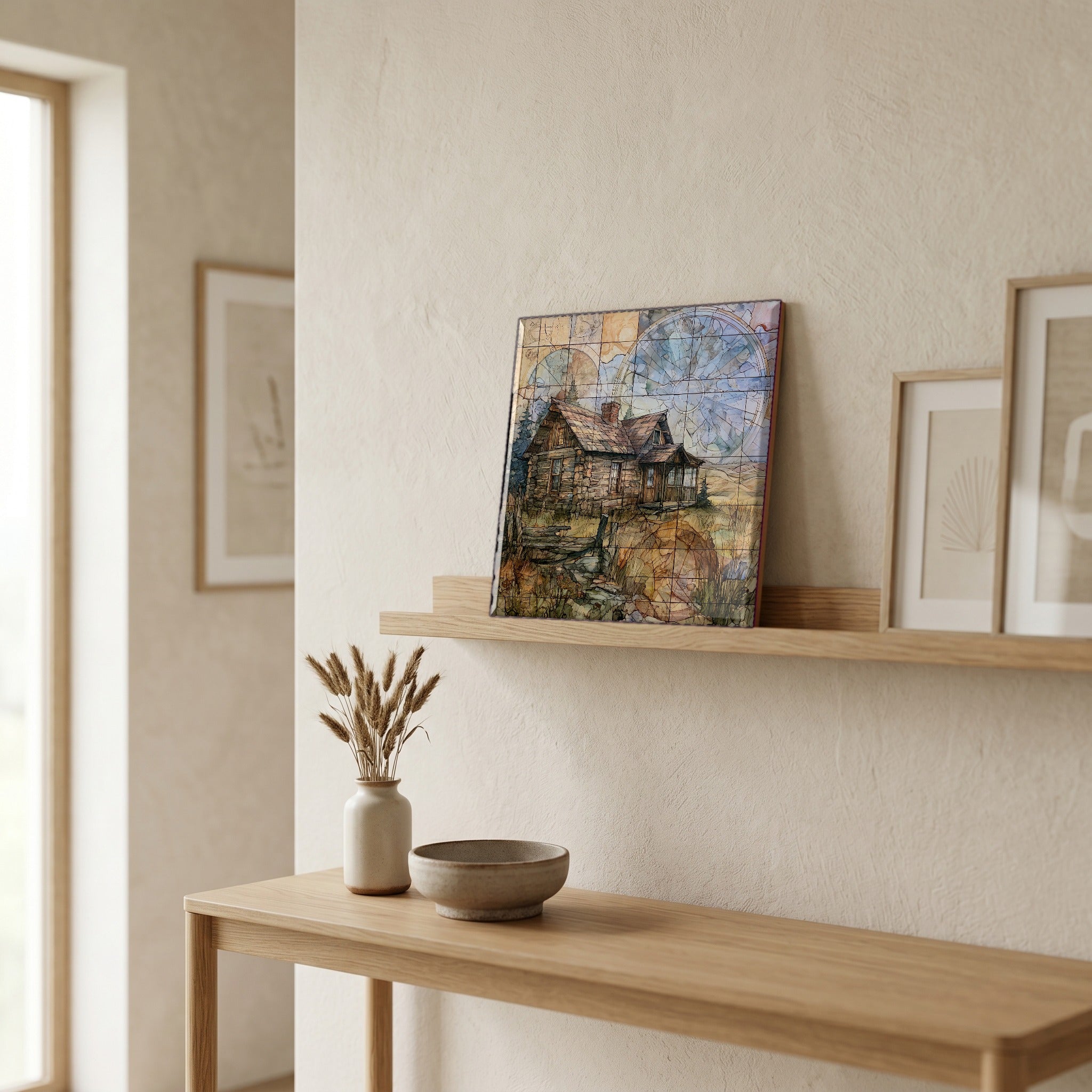 In the entryway, first thing you see.