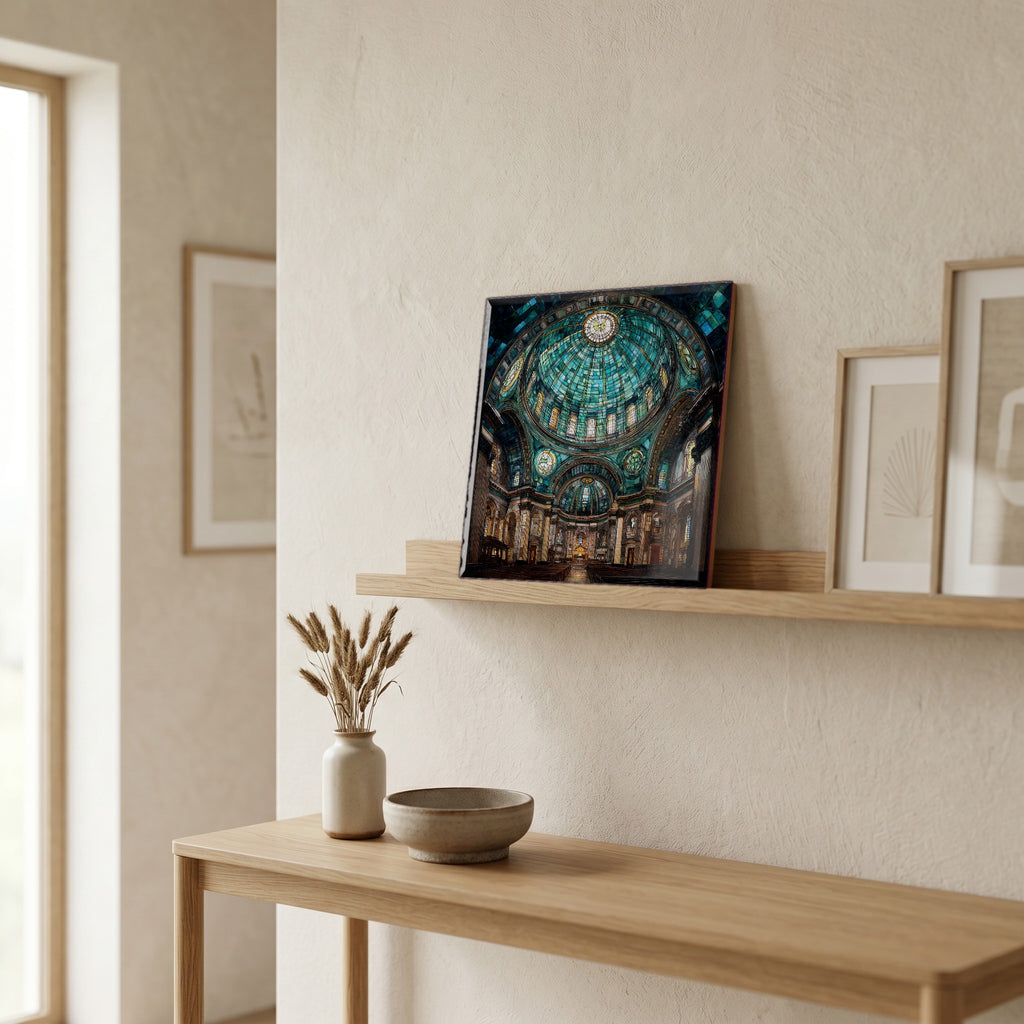 In the entryway, first thing you see.