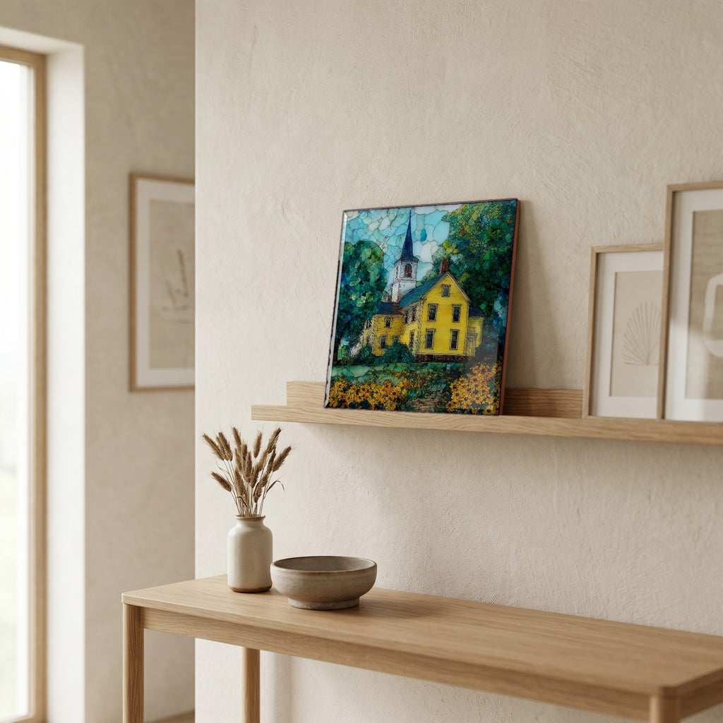 In the entryway, first thing you see.