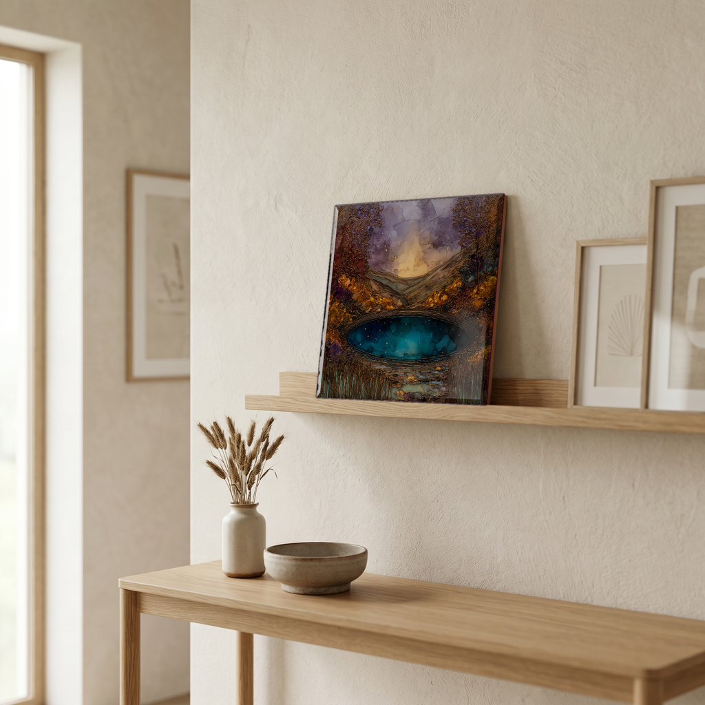 On a picture ledge, where the light comes in.