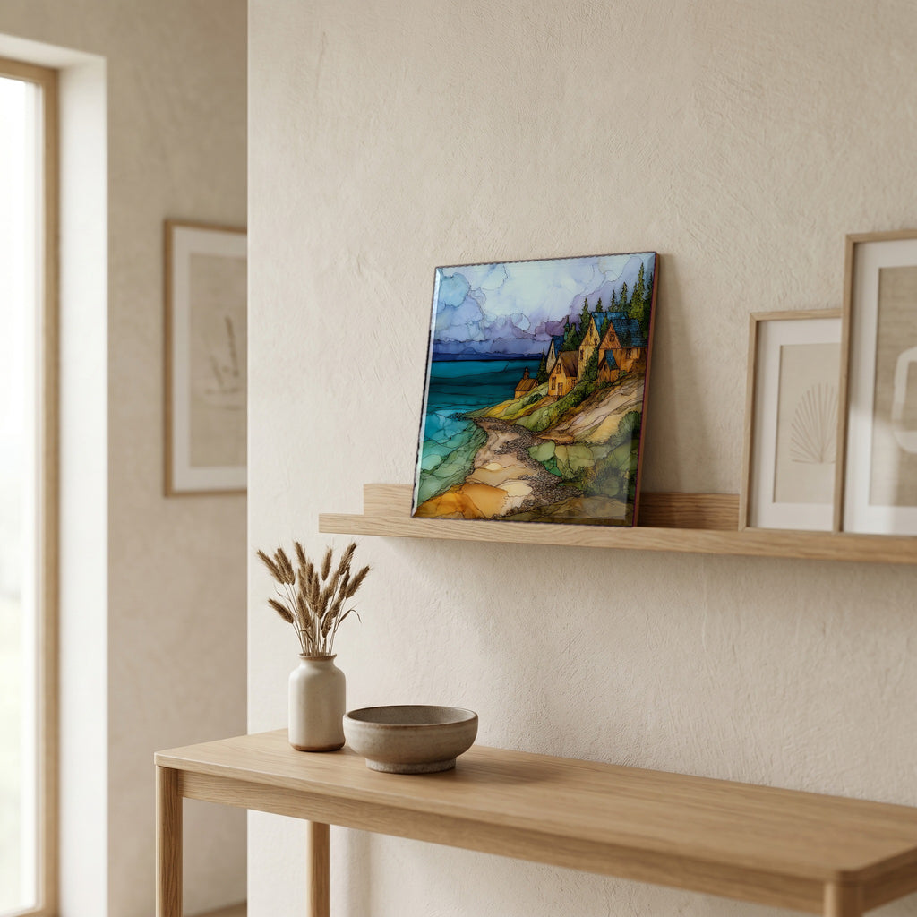 In the entryway, first thing you see.