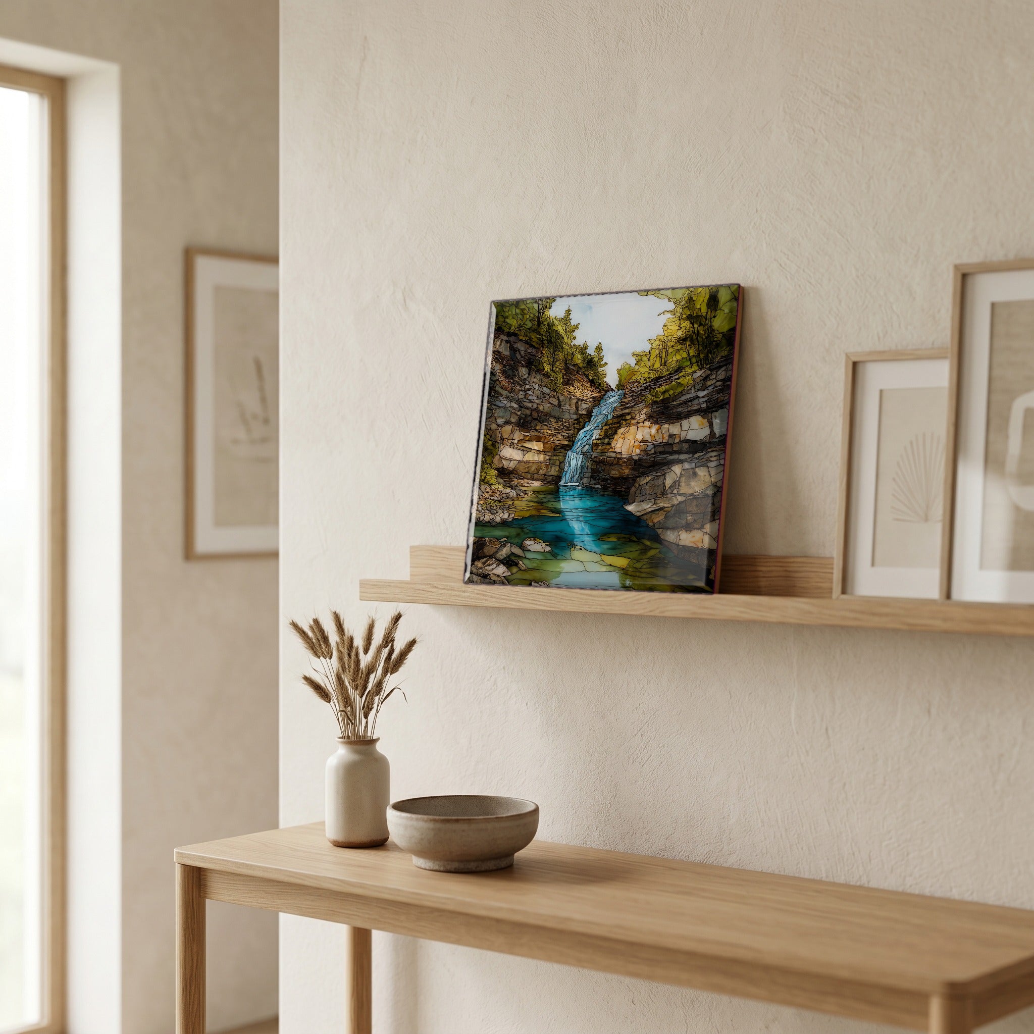 In the entryway, first thing you see.