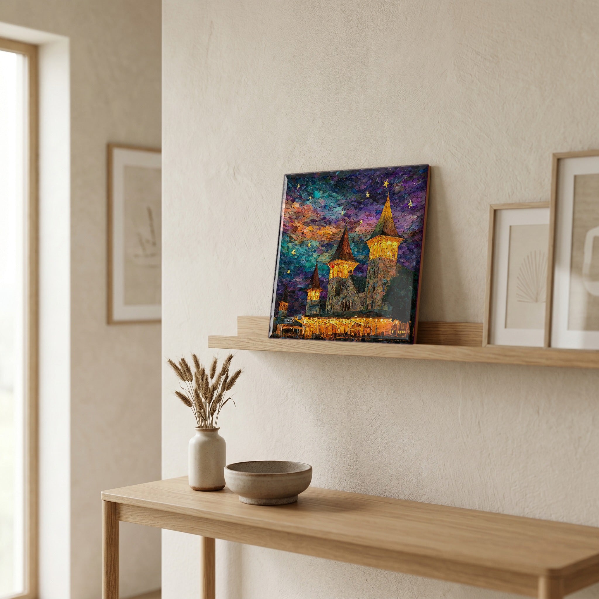In the entryway, first thing you see.