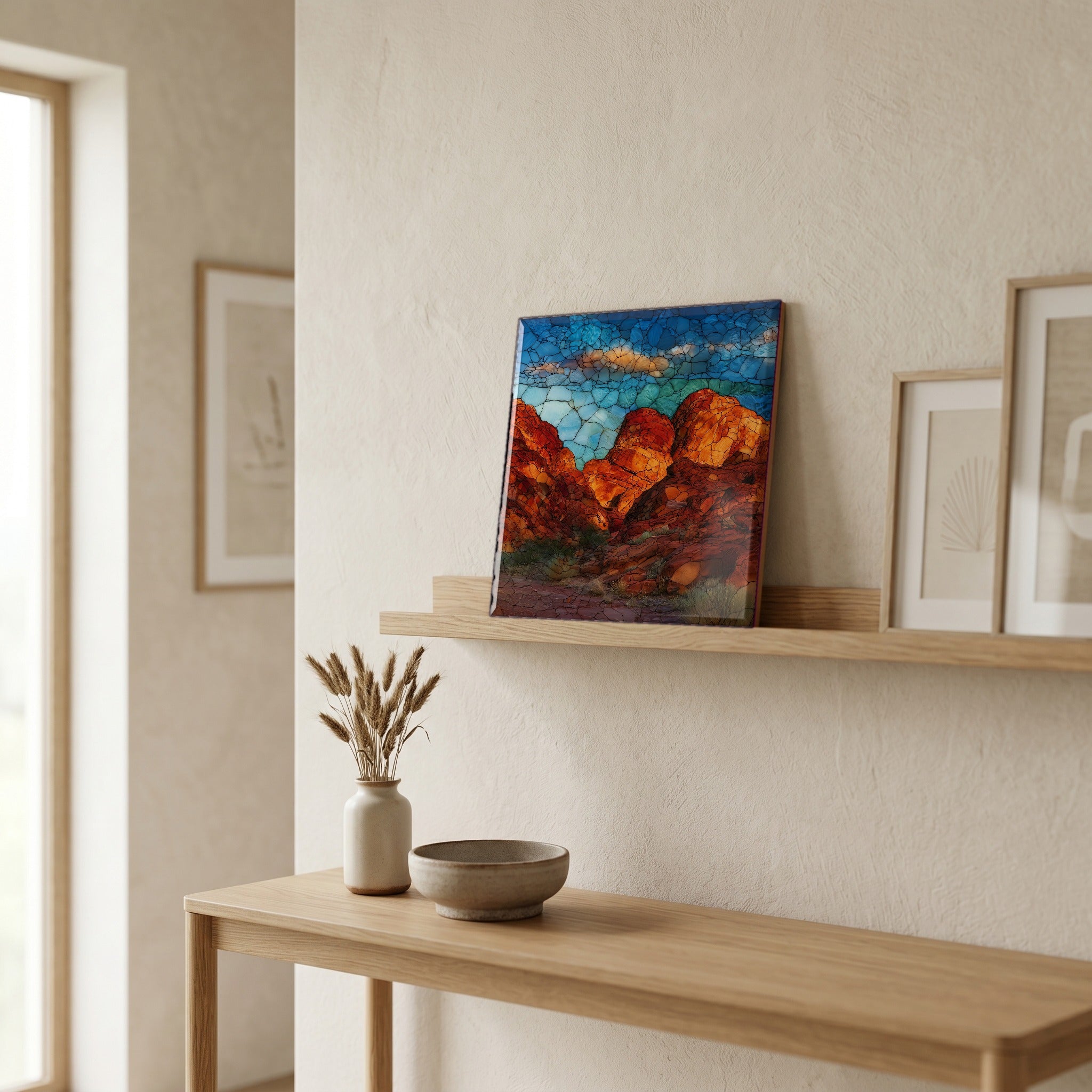 In the entryway, first thing you see.