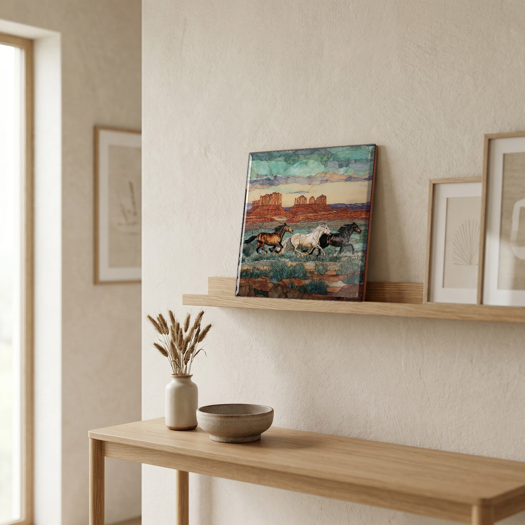 In the entryway, first thing you see.
